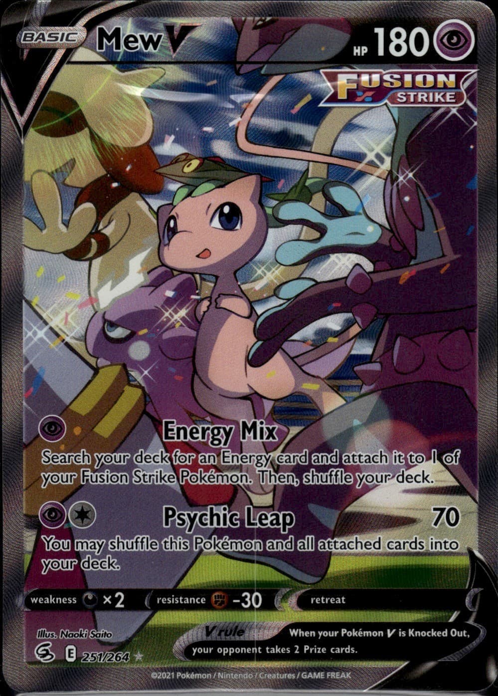 Mew V (Alternate Full Art) Holofoil 251/264 Ultra Rare SWSH08: Fusion Strike NM
