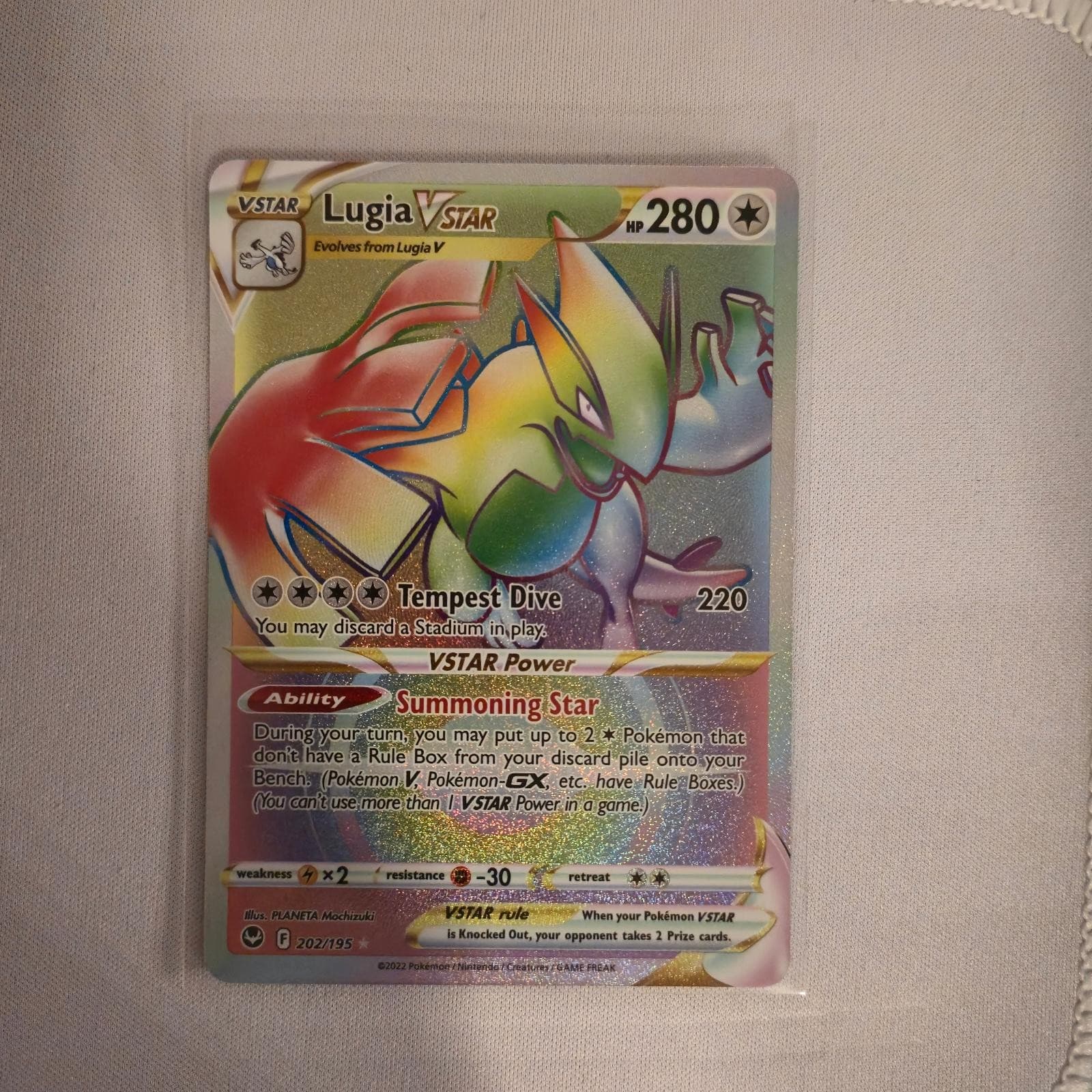 LUGIA VSTAR 202/195 RAINBOW RARE SILVER TEMPEST POKEMON HOLO NM