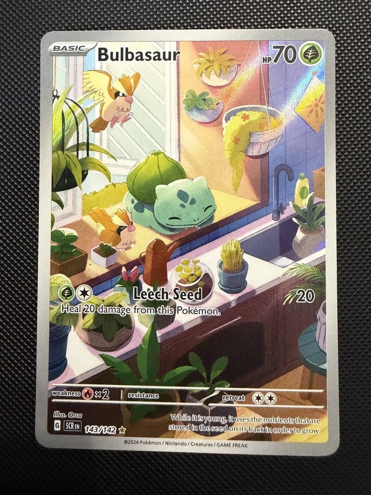 Bulbasaur Stellar Crown Holo Illustration Rare Card 143/142 Sv07