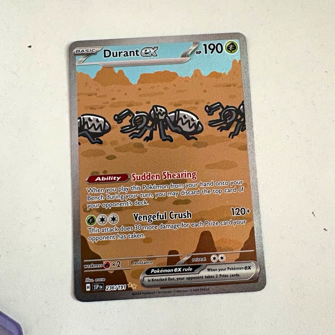 Pokemon TCG Durant ex 236/191 SV08 Surging Sparks SIR Holo English 2024
