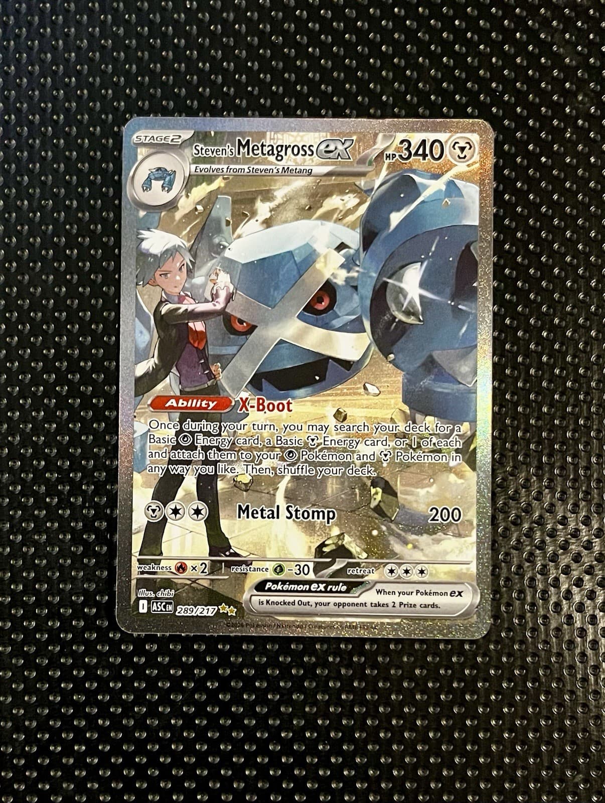 Pokemon Steven's Metagross ex 289/217 SIR Ascended Heroes Holo - NM Full Art