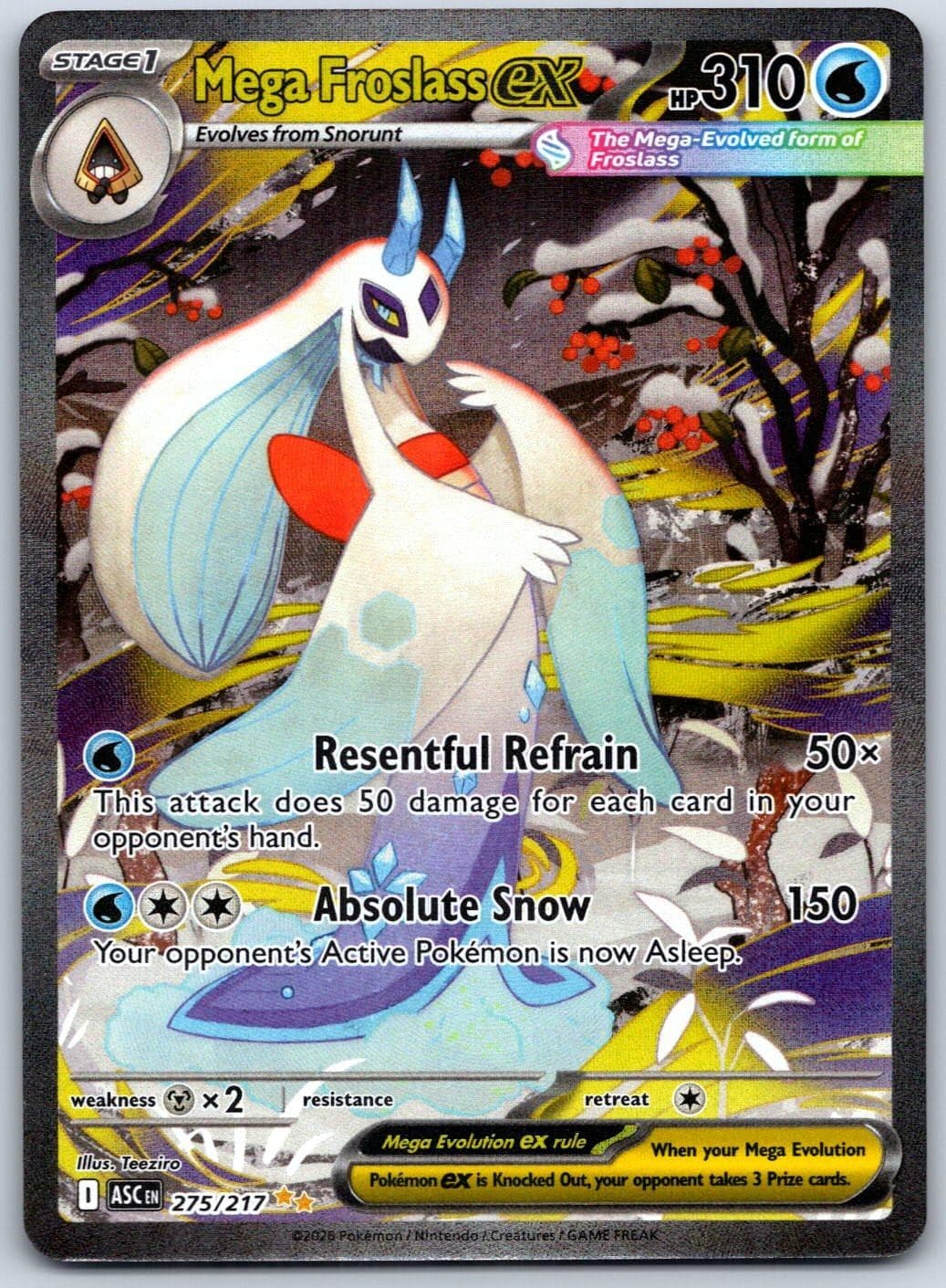 Mega Froslass ex 275/217 Ascended Heroes Pokemon Holo NM