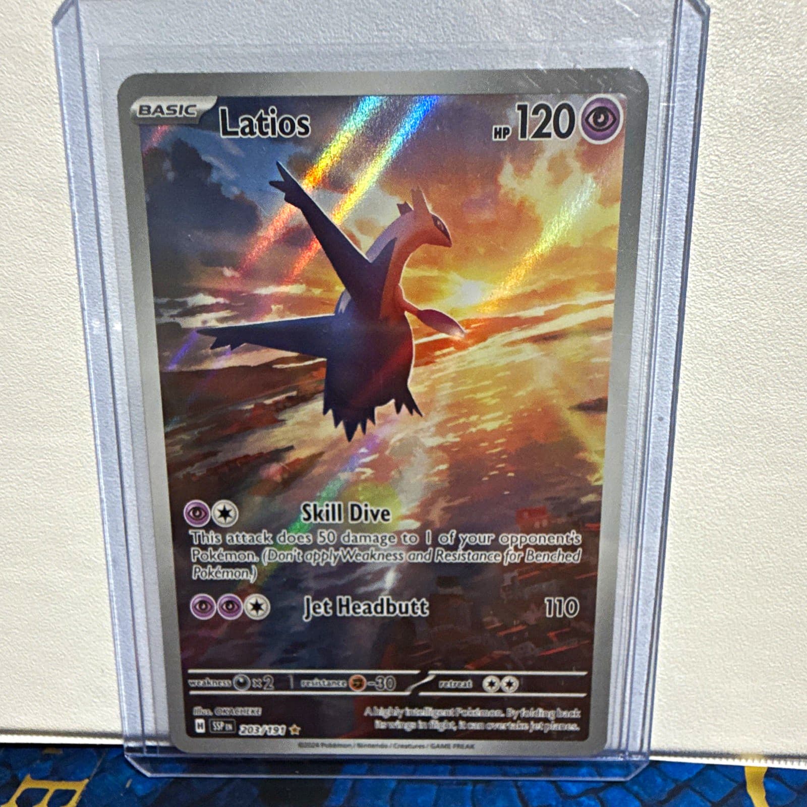 Pokémon TCG Latios 203/191 SV08 Surging Sparks IR Holo ENG 120 HP Basic