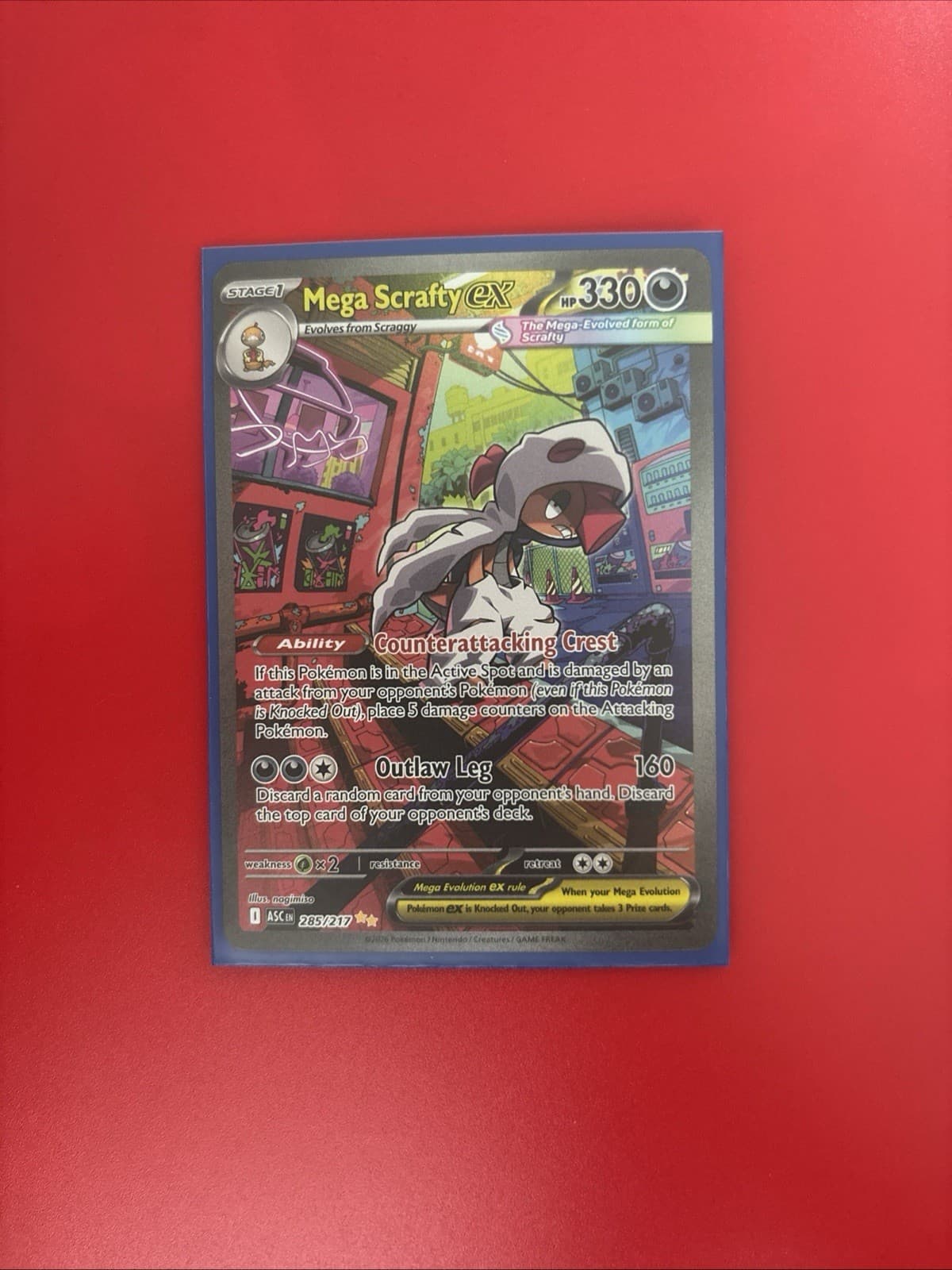 Mega Scrafty ex 285/217 Special Illustration Rare Ascended Heroes Pokemon NM
