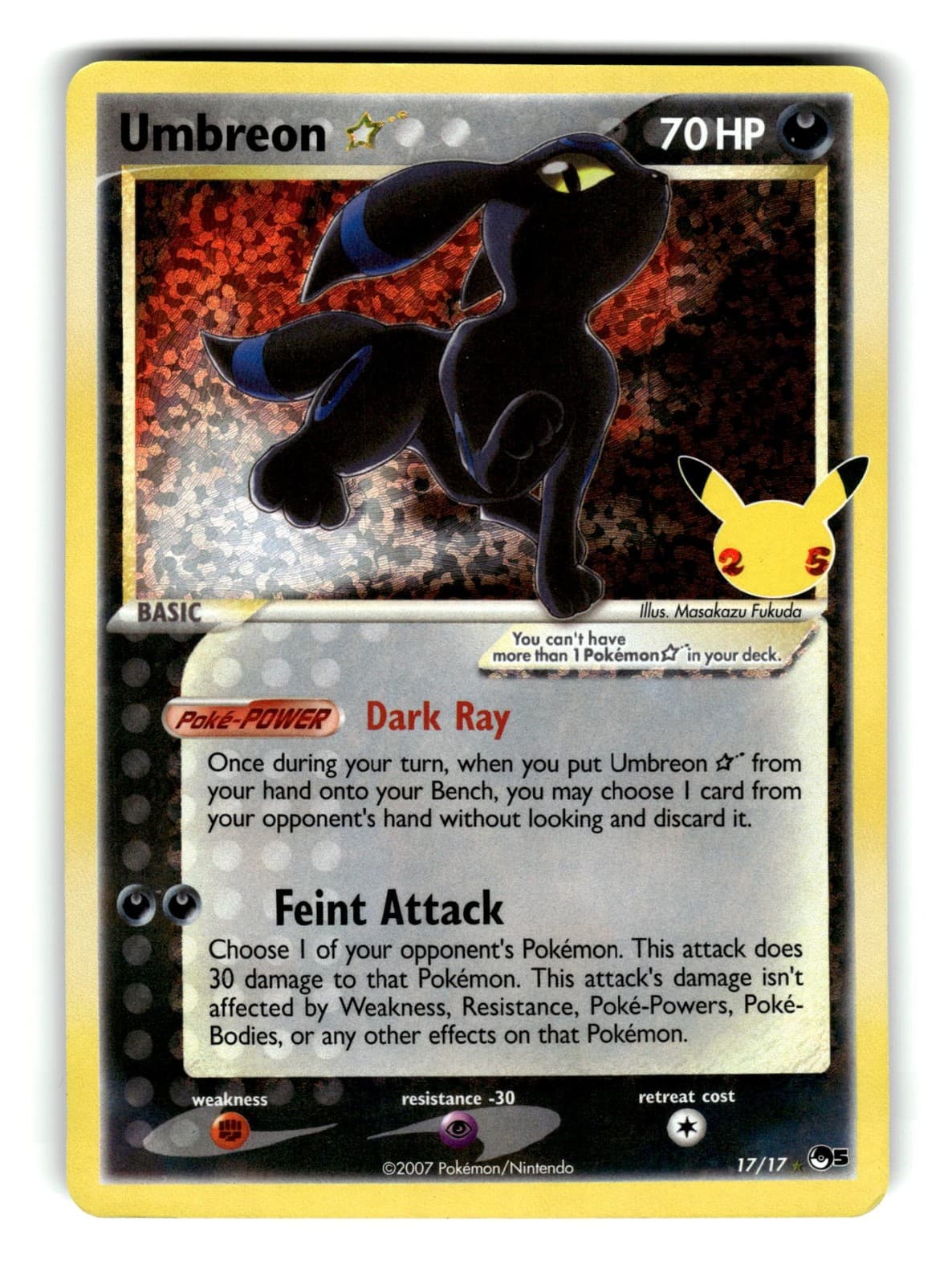 Pokemon Umbreon Star 17/17 CCC Holofoil LP