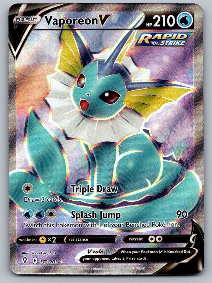 Vaporeon V 172/203 Ultra Rare Evolving Skies Pokemon Holo Near Mint