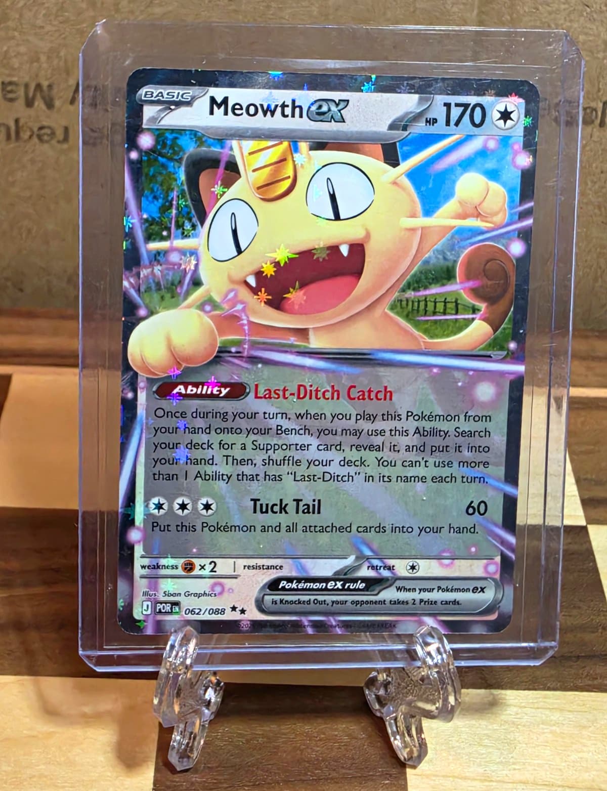 Pokémon Meowth ex 062/088 Double Rare Holo Basic 170 HP English