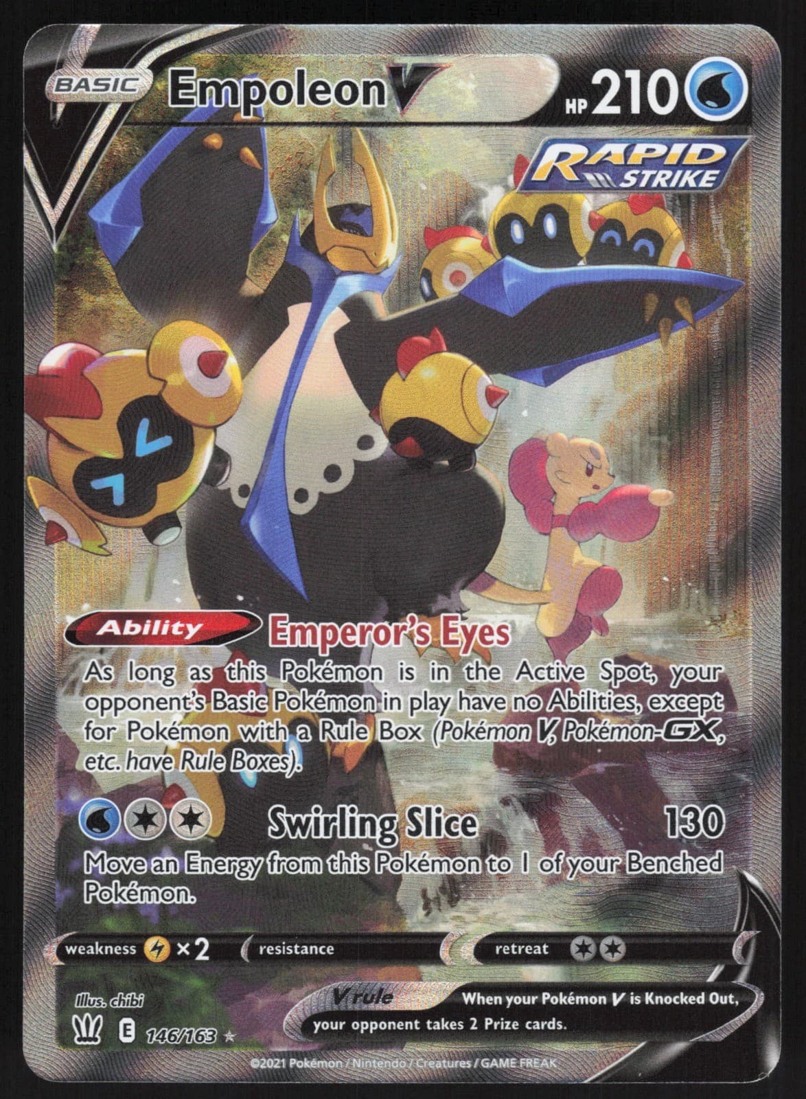 Empoleon V (Alternate Full Art) Holo 146/163 NM SWSH05: Battle Styles Pokemon Ca