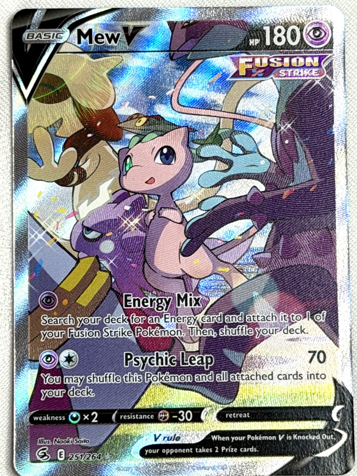 Mew V 251/264 Fusion Strike Alternate Full Art Ultra Rare Pokemon Card New