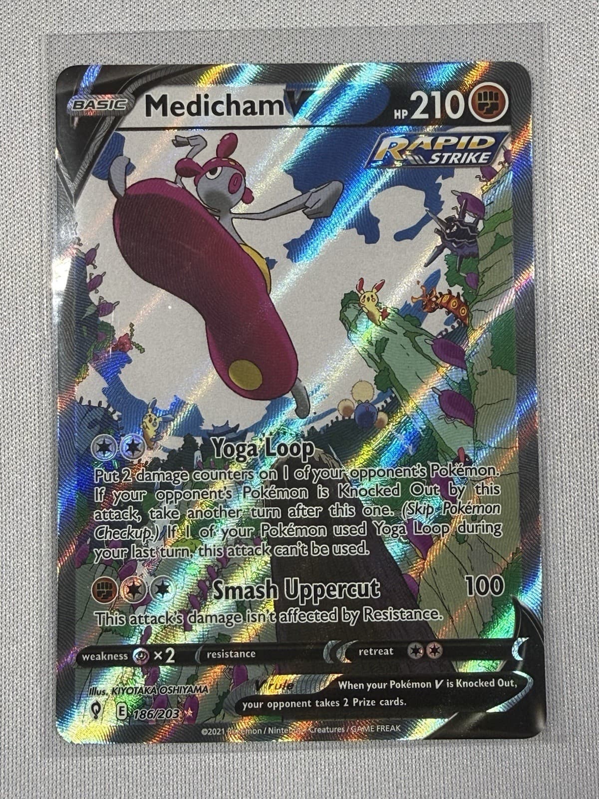 Medicham V (Alternate Full Art) 186/203 SWSH07: Evolving Skies Holo