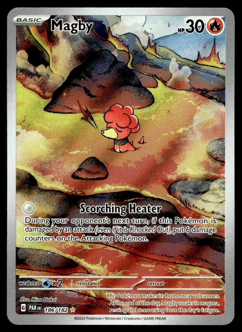 Magby 186/182 Illustration Rare Paradox Rift Pokemon Holo Near Mint