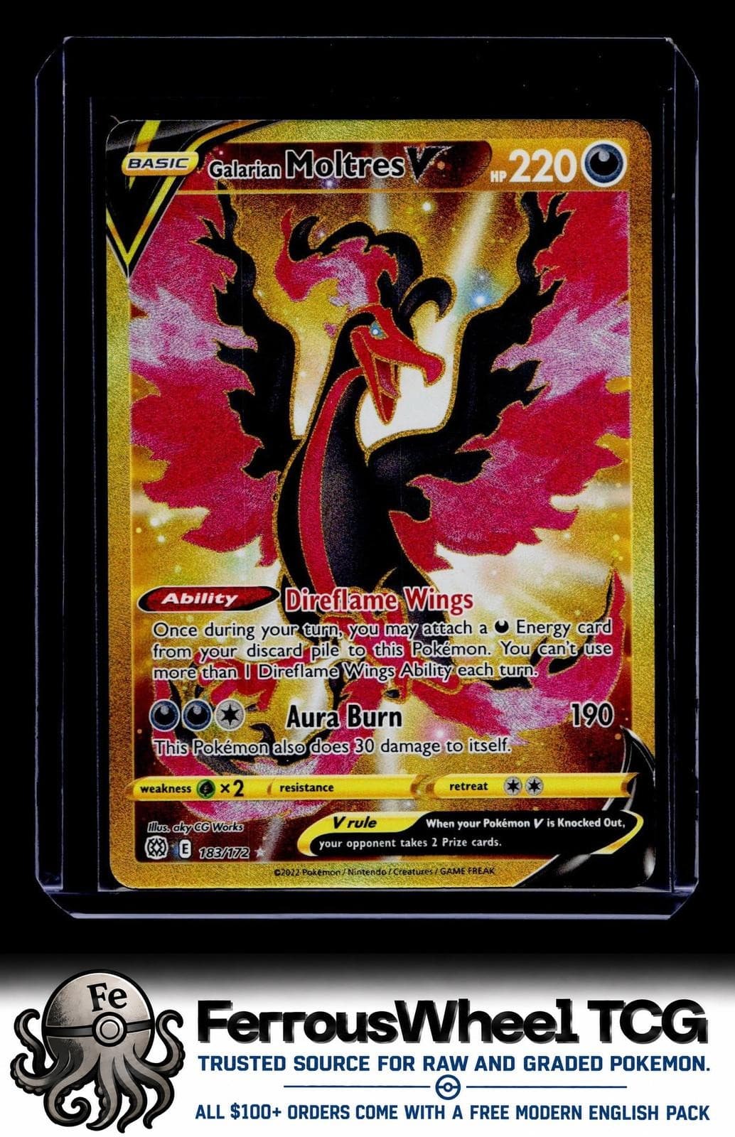 Galarian Moltres V (Secret) 183/172 - SWSH09: Brilliant Stars - (NM-/LP+)