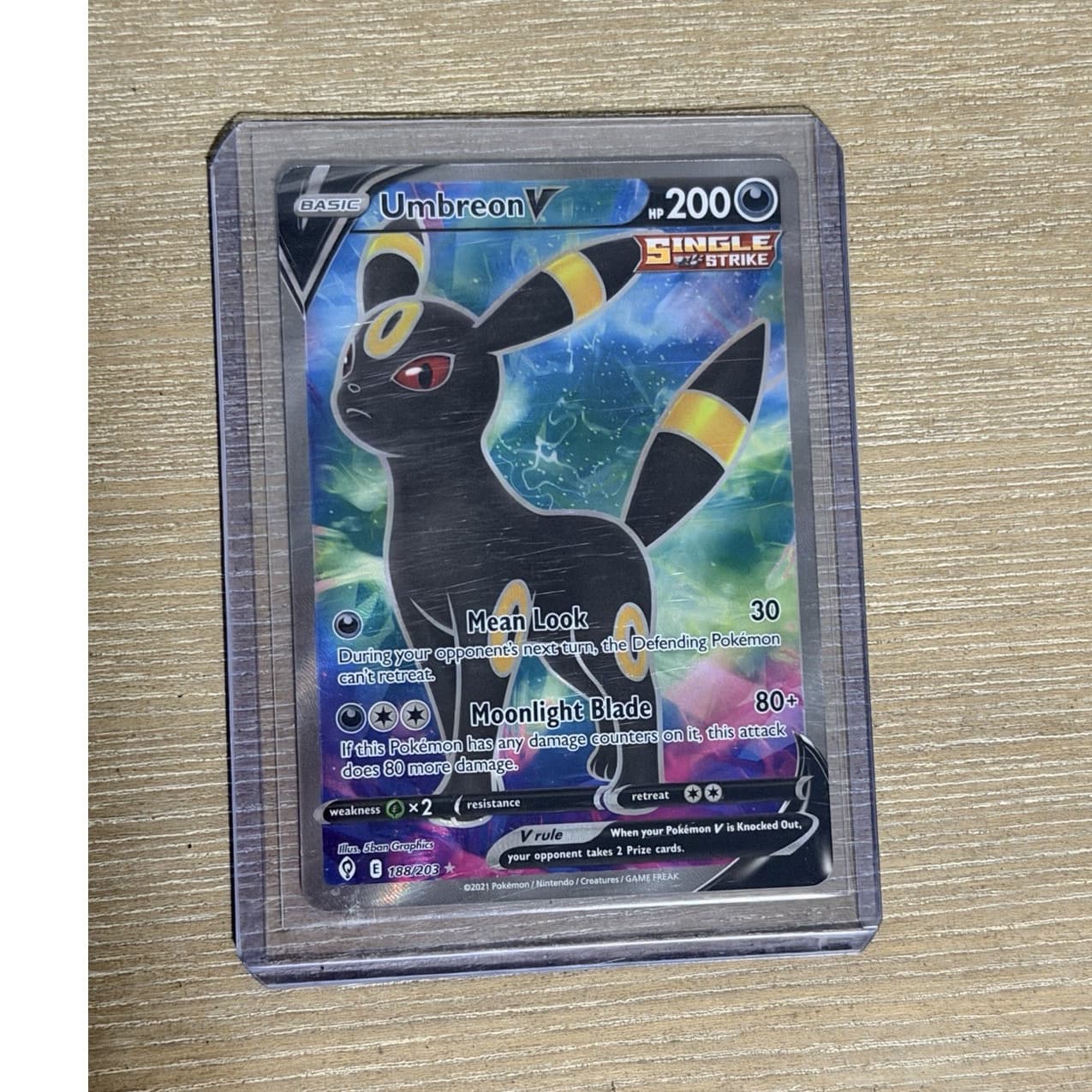 Umbreon V Full Art Holo Ultra Rare 188/203 Evolving Skies English 200 HP