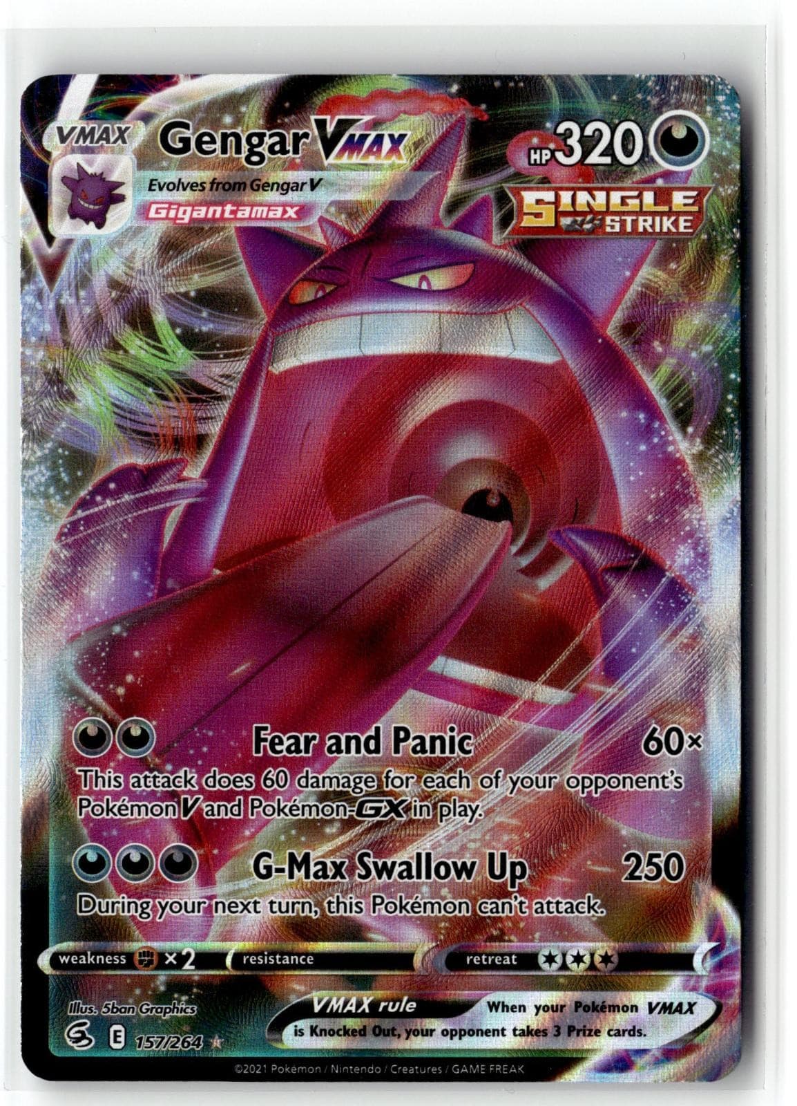 2021 POKEMON FUSION STRIKE GENGAR VMAX 157/264 HOLO VMAX RARE NM + FREE GIFT