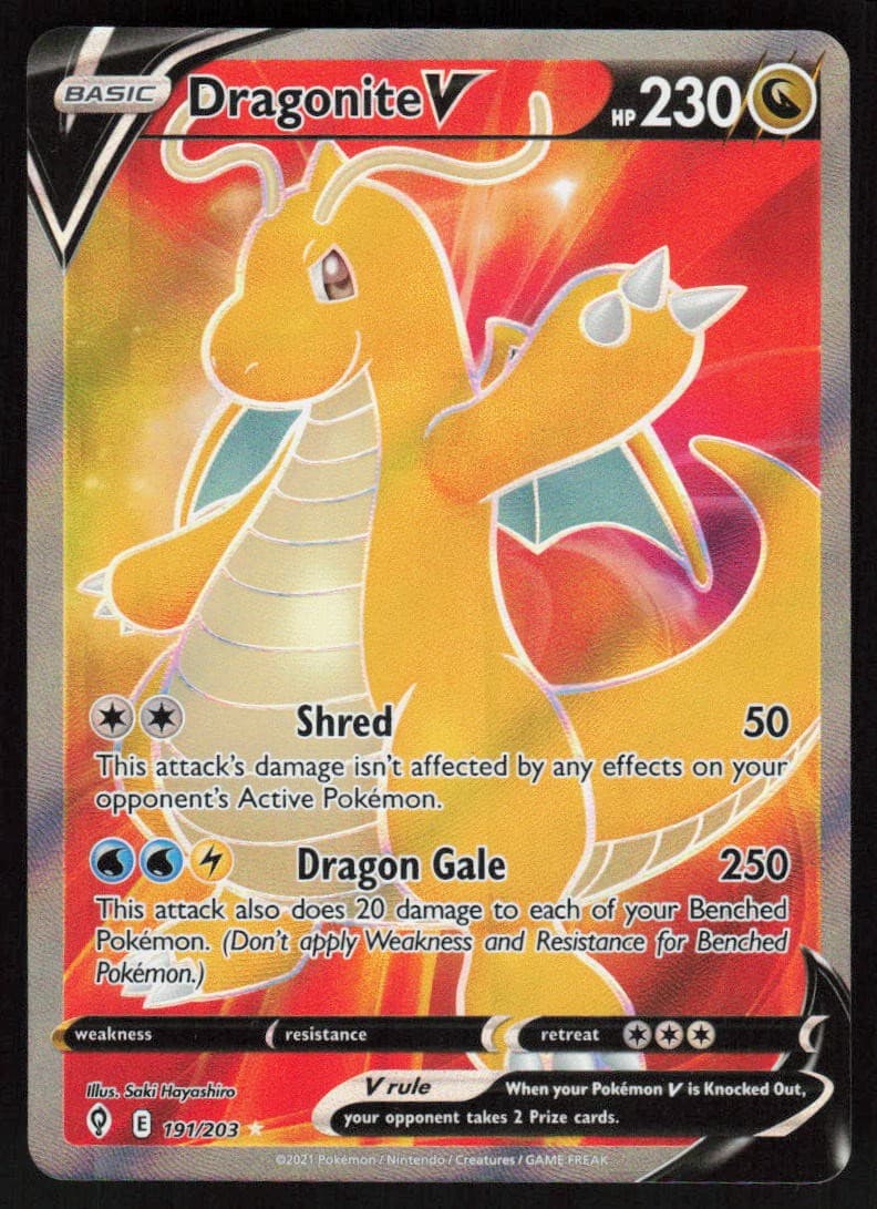 Dragonite V (Full Art) 191/203 SWSH07: Evolving Skies 2021
