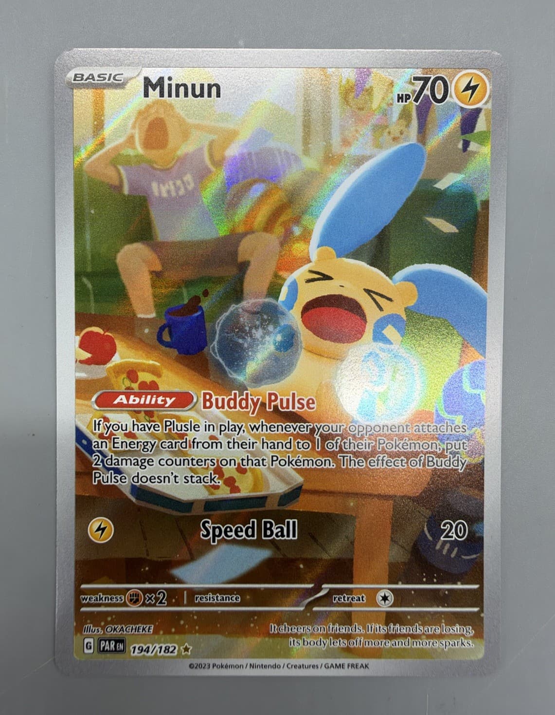 Pokemon Minun Illustration Rare PAR Paradox Rift 194/182