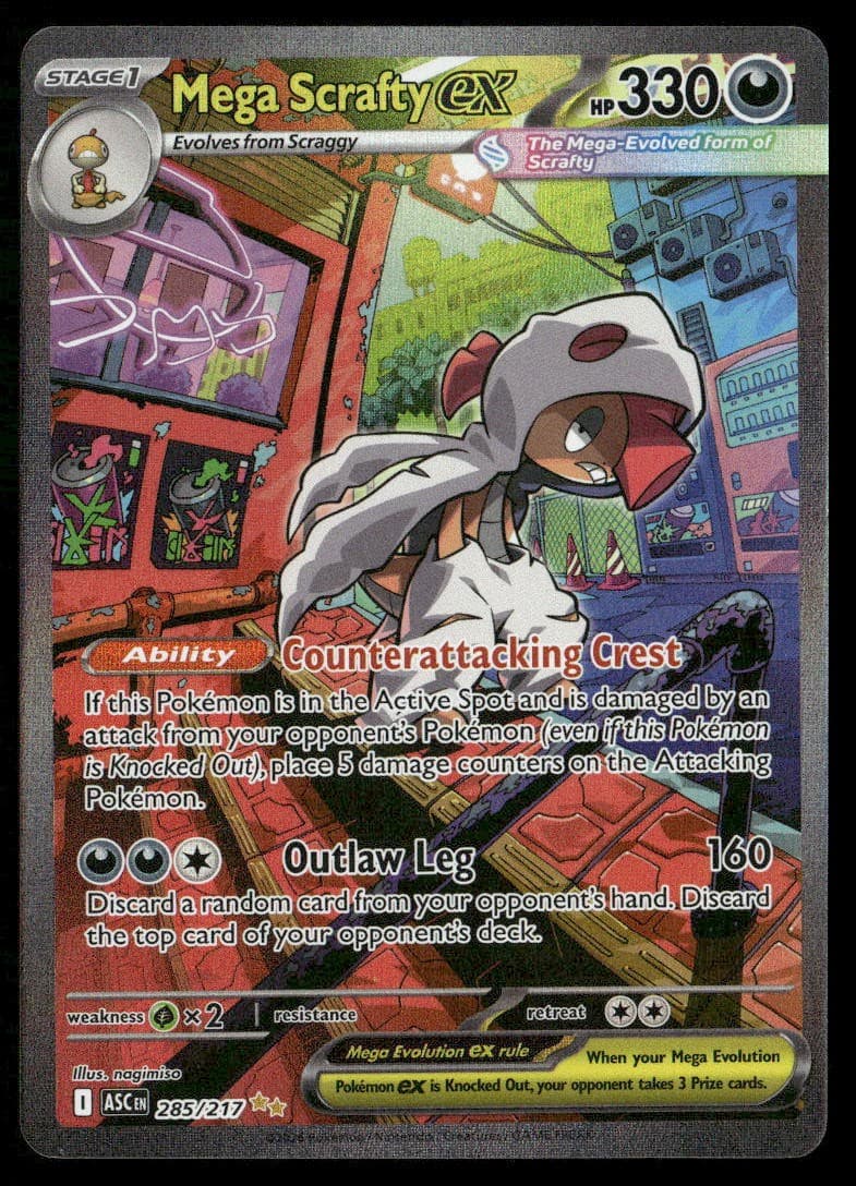 Mega Scrafty ex 285/217 Ascended Heroes Pokemon Holo NM