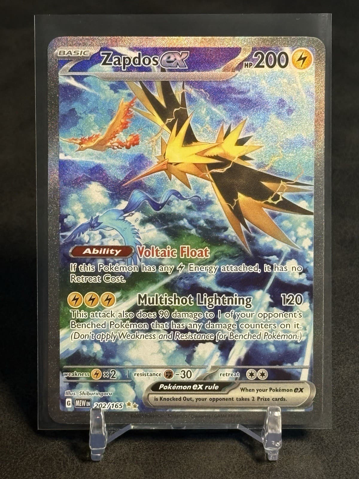 Pokemon TCG Zapdos EX 202/165 Scarlet & Violet MEW 151 Special Illustration Rare