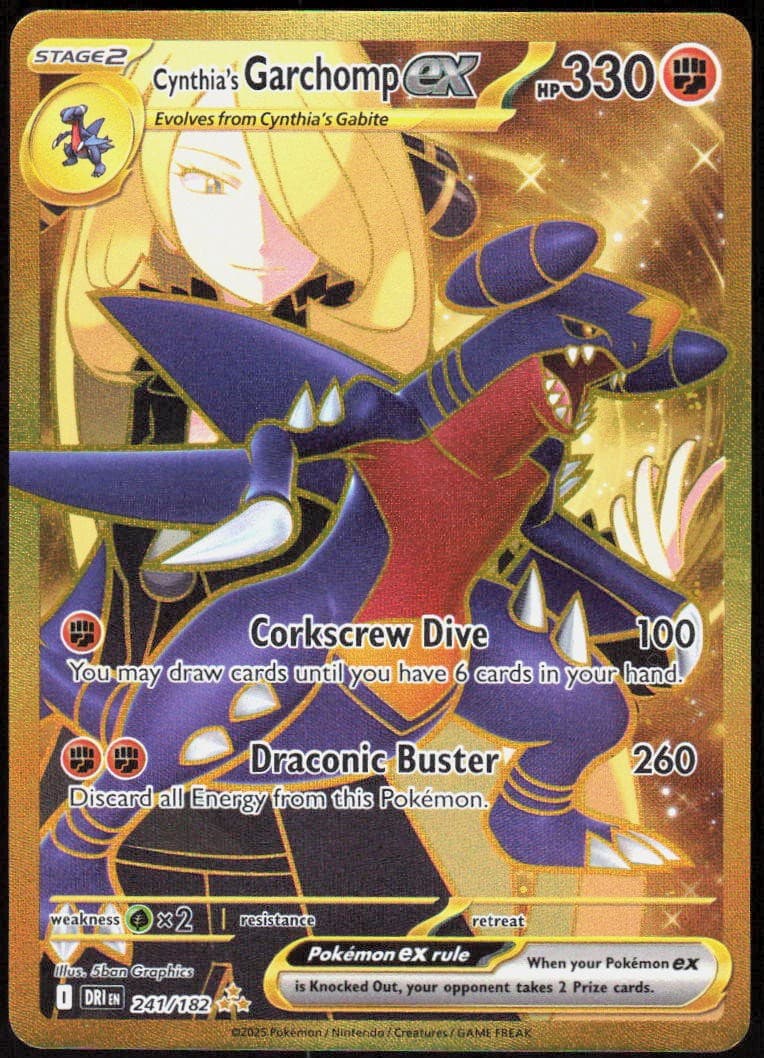 Cynthia's Garchomp ex 241/182 Holofoil Hyper Rare Destined Rivals NM Pokemon