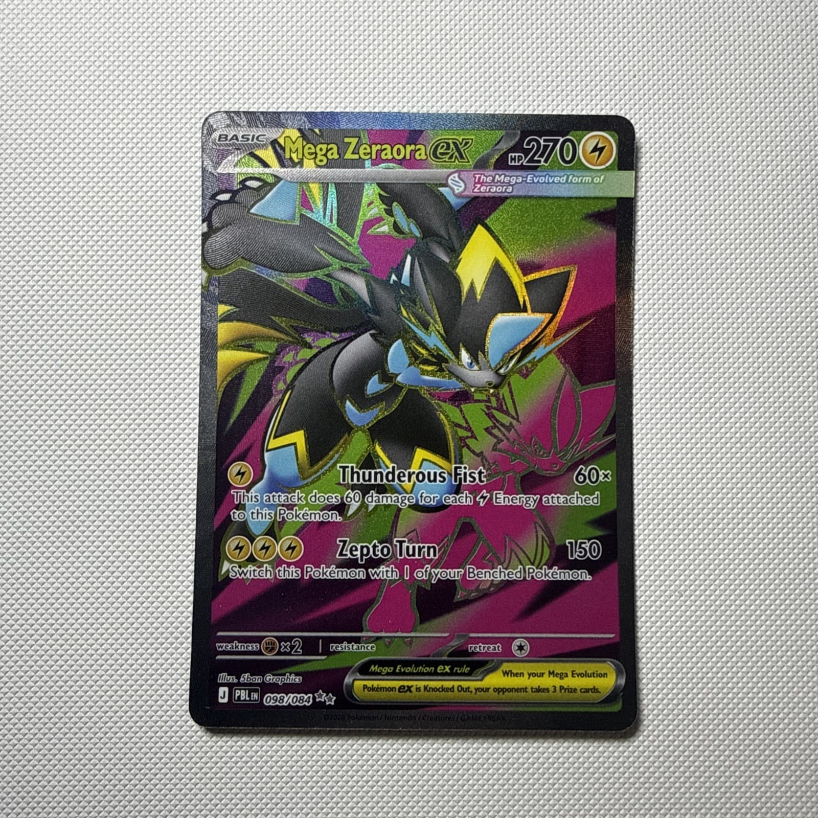 Pokémon TCG Mega Zeraora EX Ultra Rare Full Art Holo Pitch Black 098/084