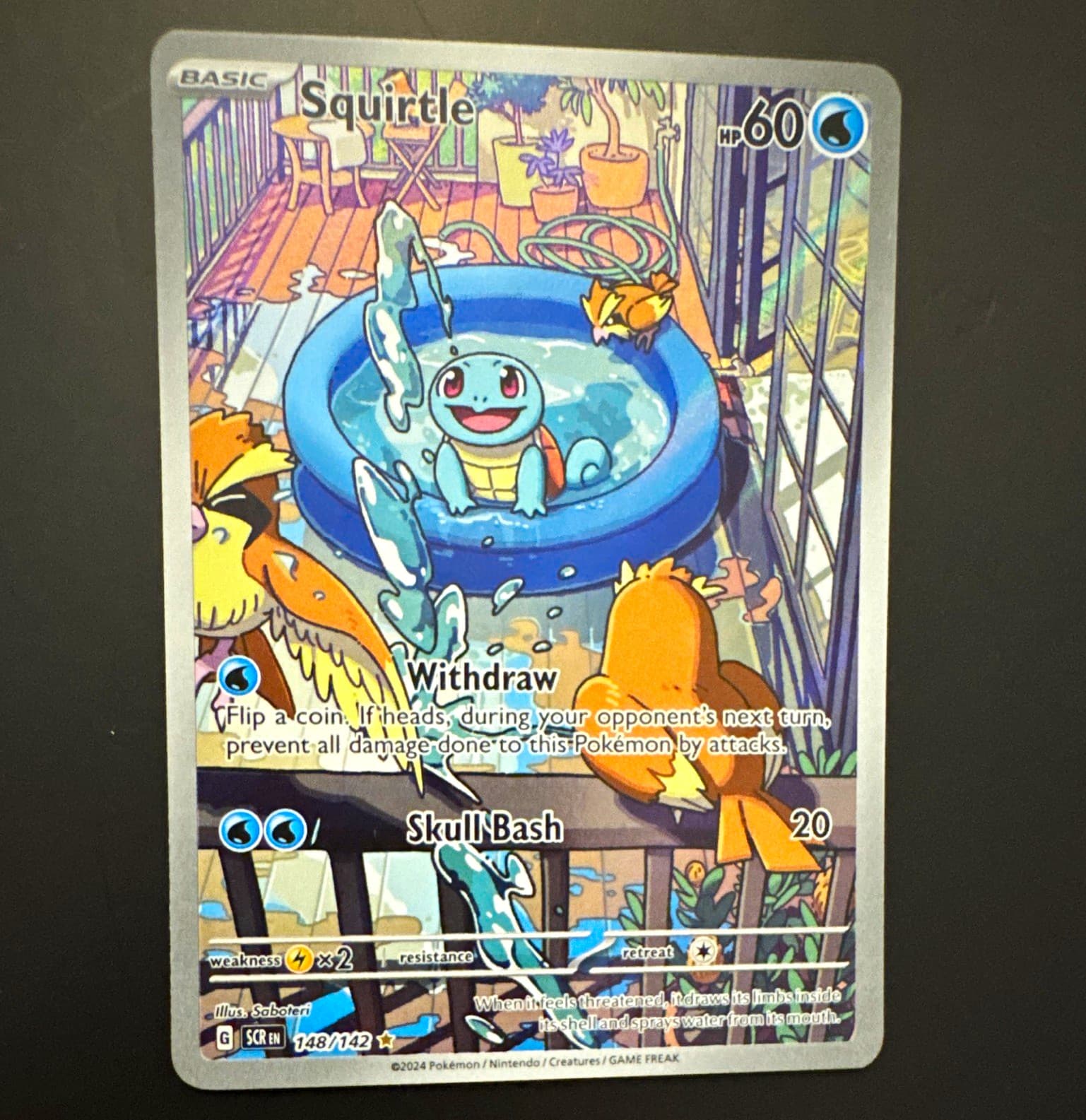 Squirtle 148/142 Stellar Crown Illustration Rare Holo HP 60 Eng