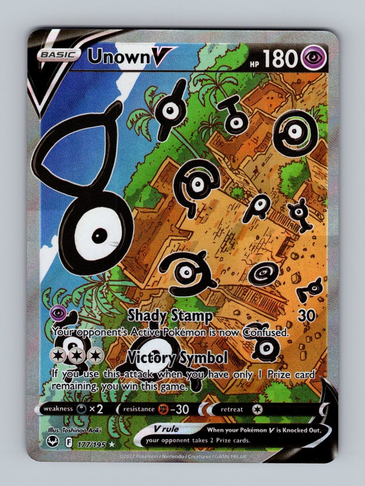Unown V (Alternate Full Art) 177/195 SWSH12: Silver Tempest Pokemon TCG NM