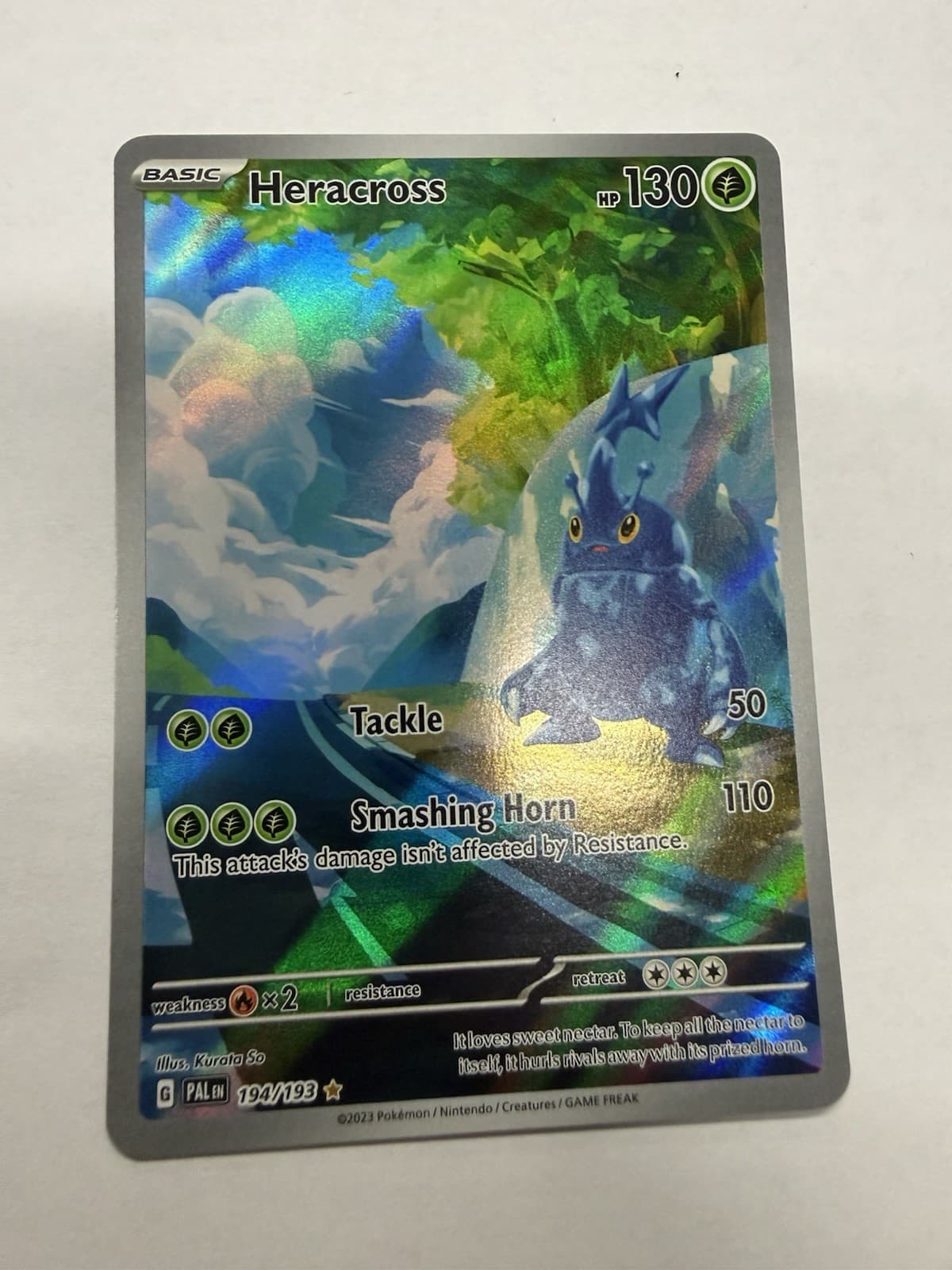 Heracross Holofoil Illustration Rare Paldea Evolved 194/193 Pokemon Near Mint
