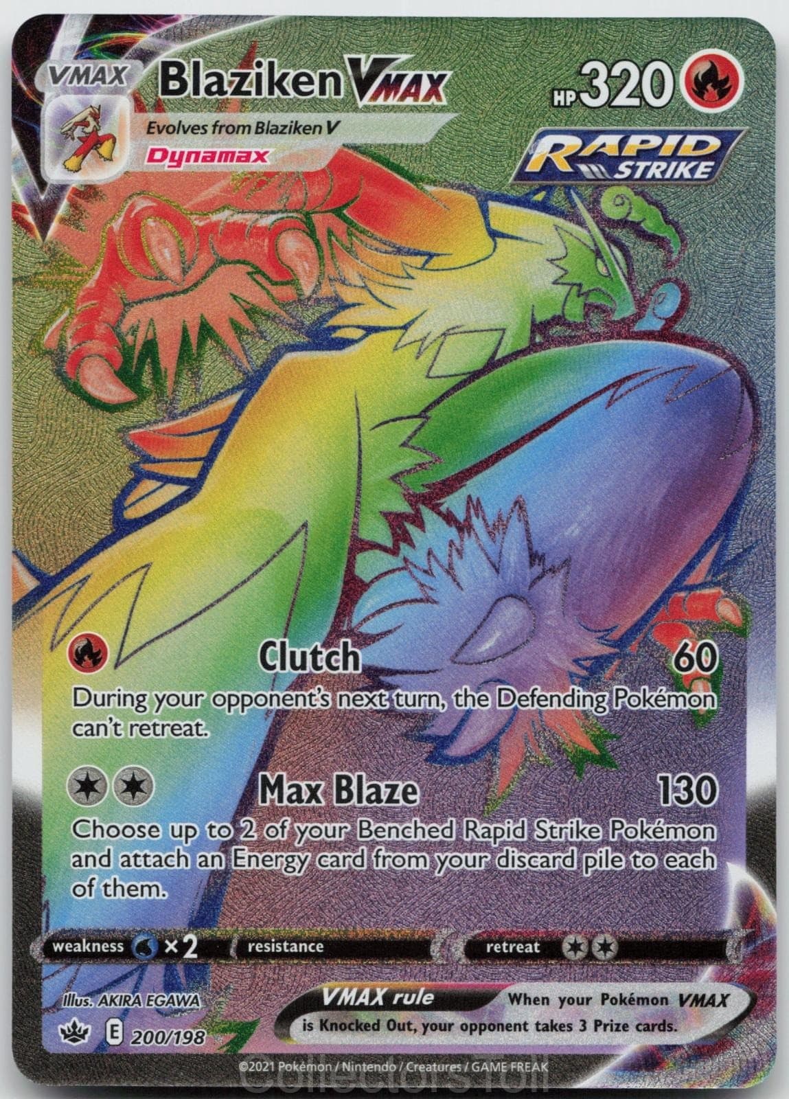 Blaziken VMAX 200/198 Rainbow Rare Chilling Reign Pokemon Holo Near Mint