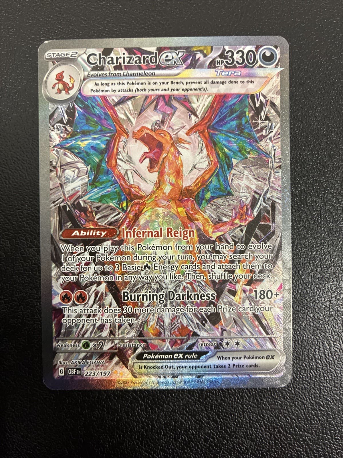 Pokemon TCG Charizard ex 223/197 Obsidian Flames SIR Holo Full Art 330 HP ENG