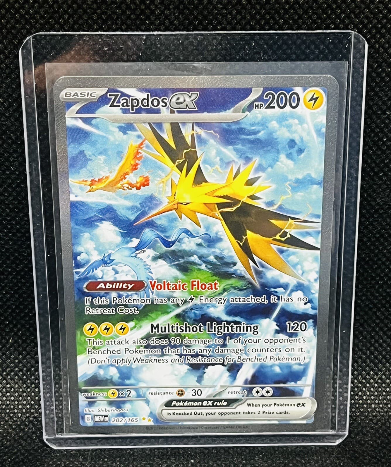 2023 Pokémon  Zapdos ex 202/165 SV 151 SIR Full Art Holo English