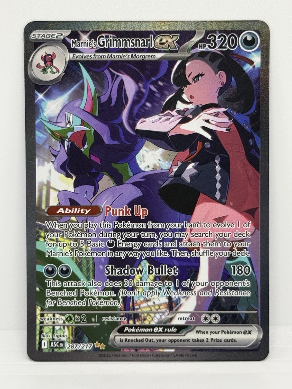 Pokémon Ascended Heroes Marnie’s Grimmsnarl ex SIR 287/217 Near Mint Card