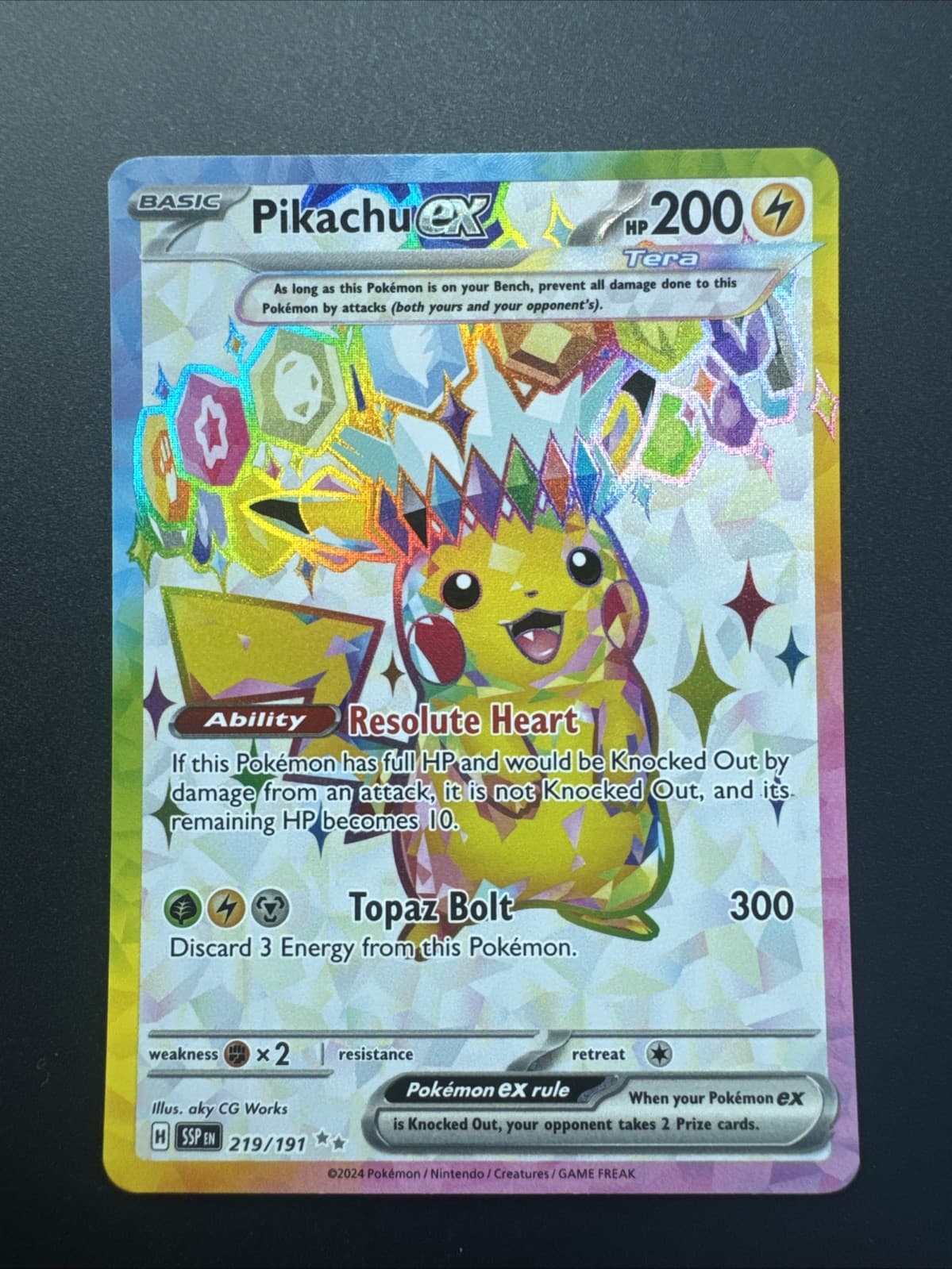 Pikachu ex 219/191 Sv08: Surging Sparks Holo