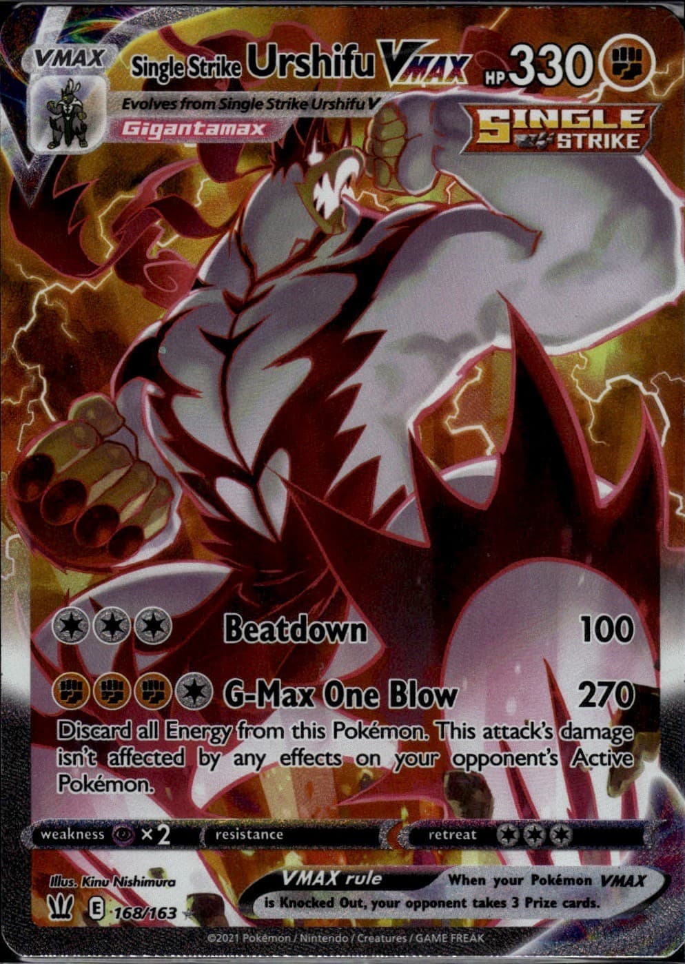 Single Strike Urshifu VMAX Alternate Art Secret Rare Battle Styles 168/163