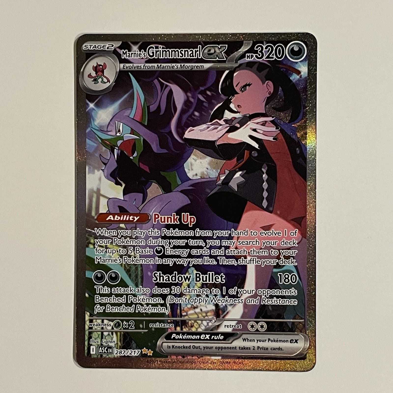 Pokemon Marnie's Grimmsnarl EX 287/217 Ascended Heroes SIR - Mint