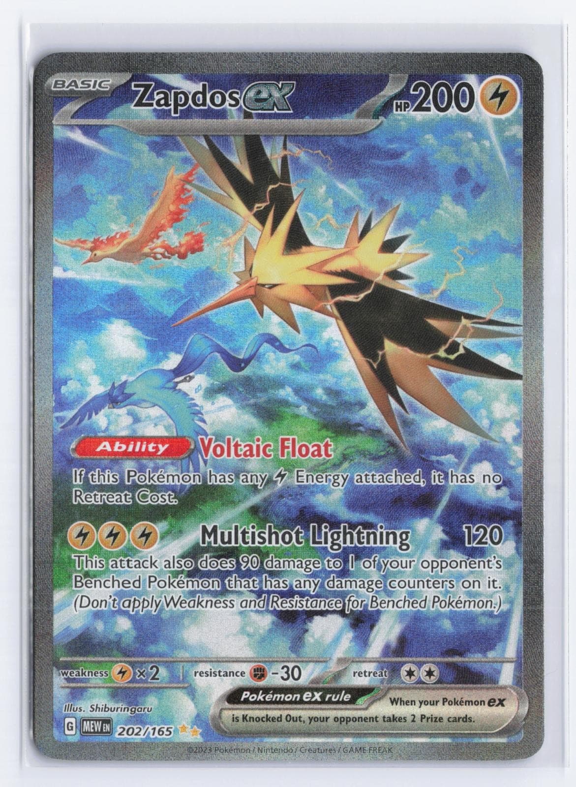 Zapdos ex 202/165 Special Illustration Rare 151 Pokemon Holo Near Mint