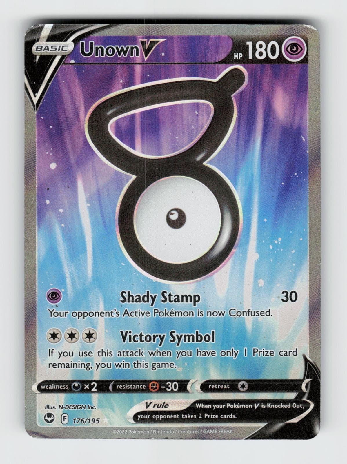 Unown V 176/195 Holo Ultra Rare Silver Tempest Pokemon 2022 MP Inc.
