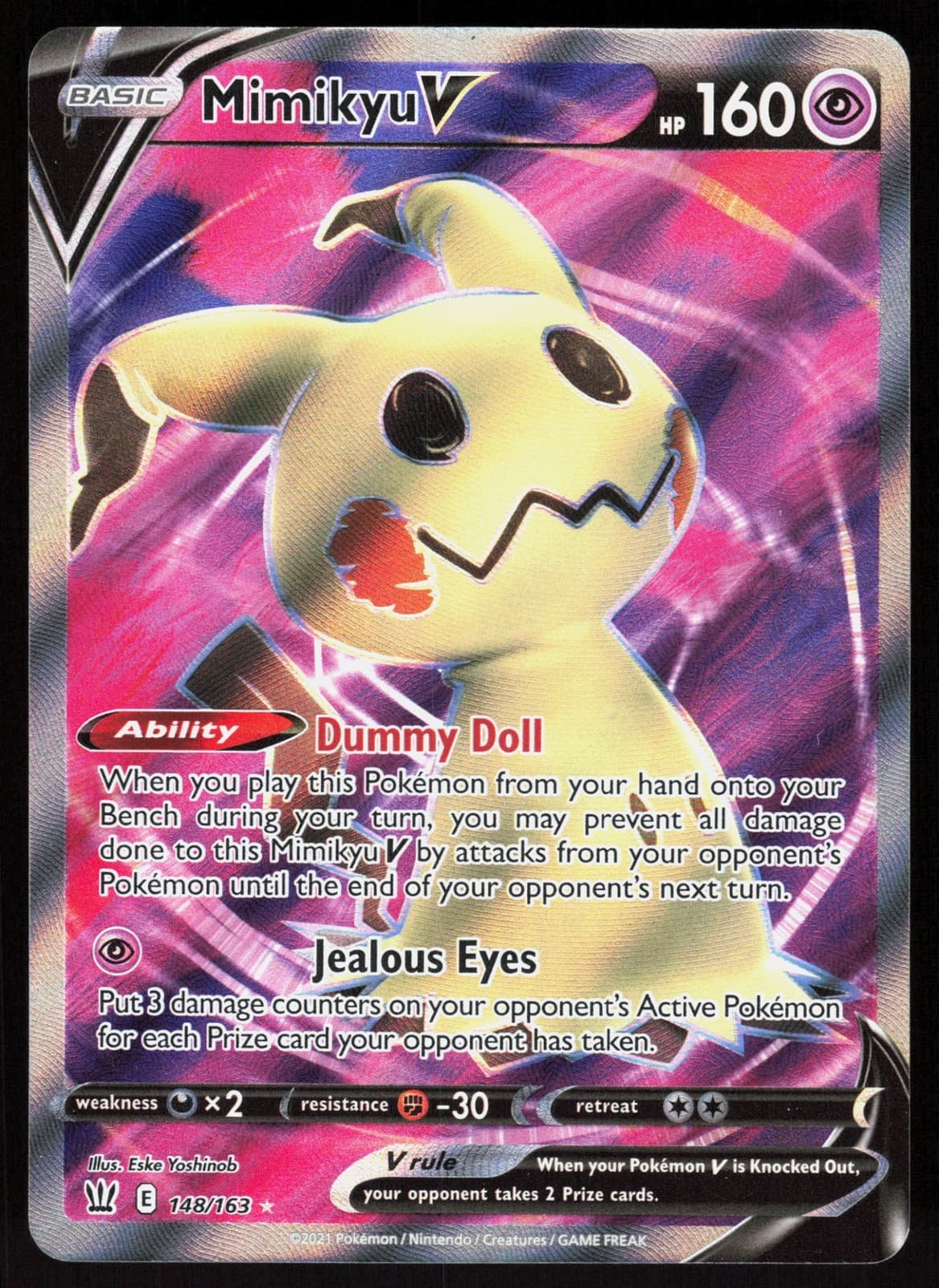 Mimikyu V (Full Art) 148/163/ UR SWSH05: Battle Styles Pokemon NM