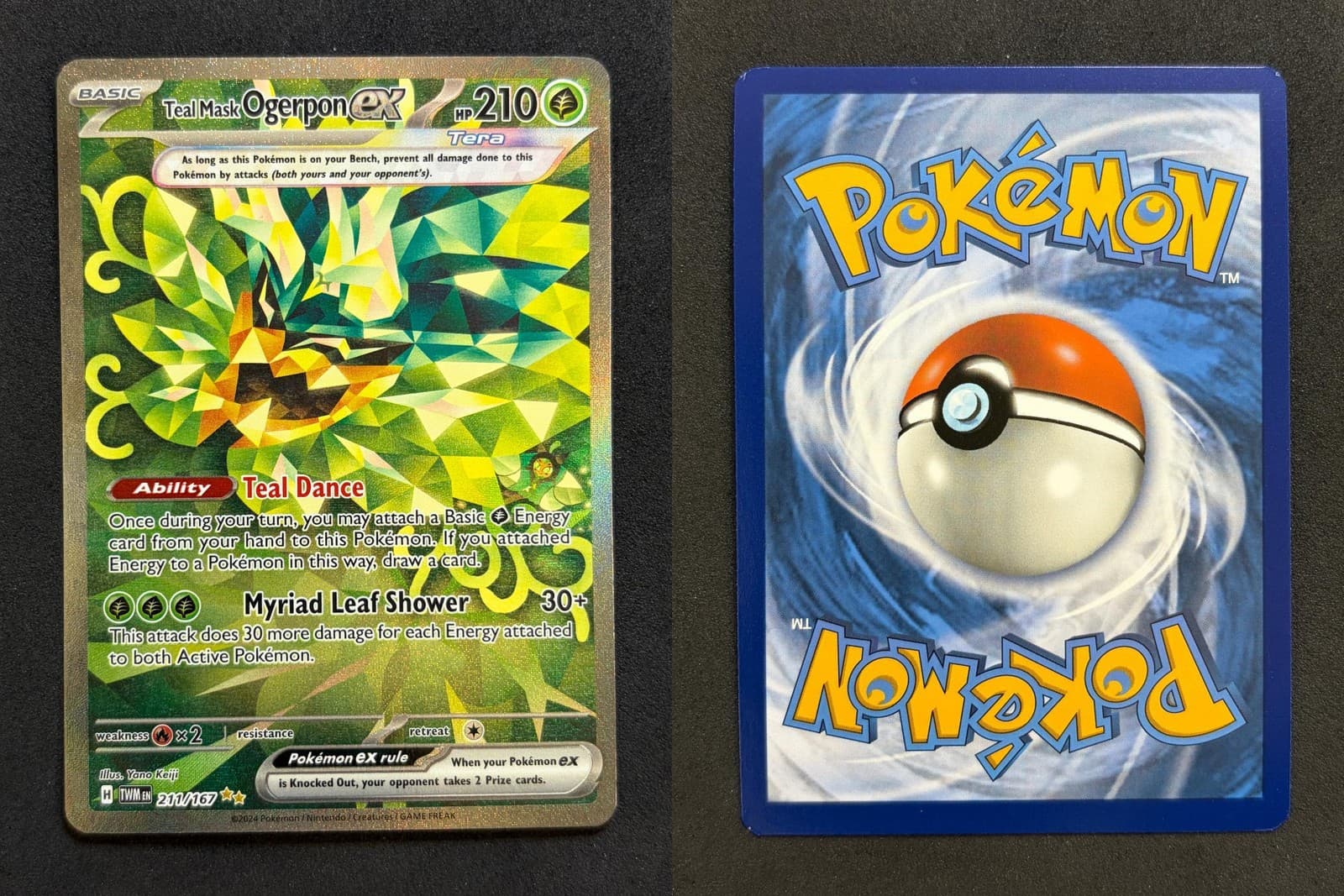 POKEMON RAW TEAL MASK OGERPON EX 211/167 TWILIGHT MASQUERADE FA HOLO NM PKM-420