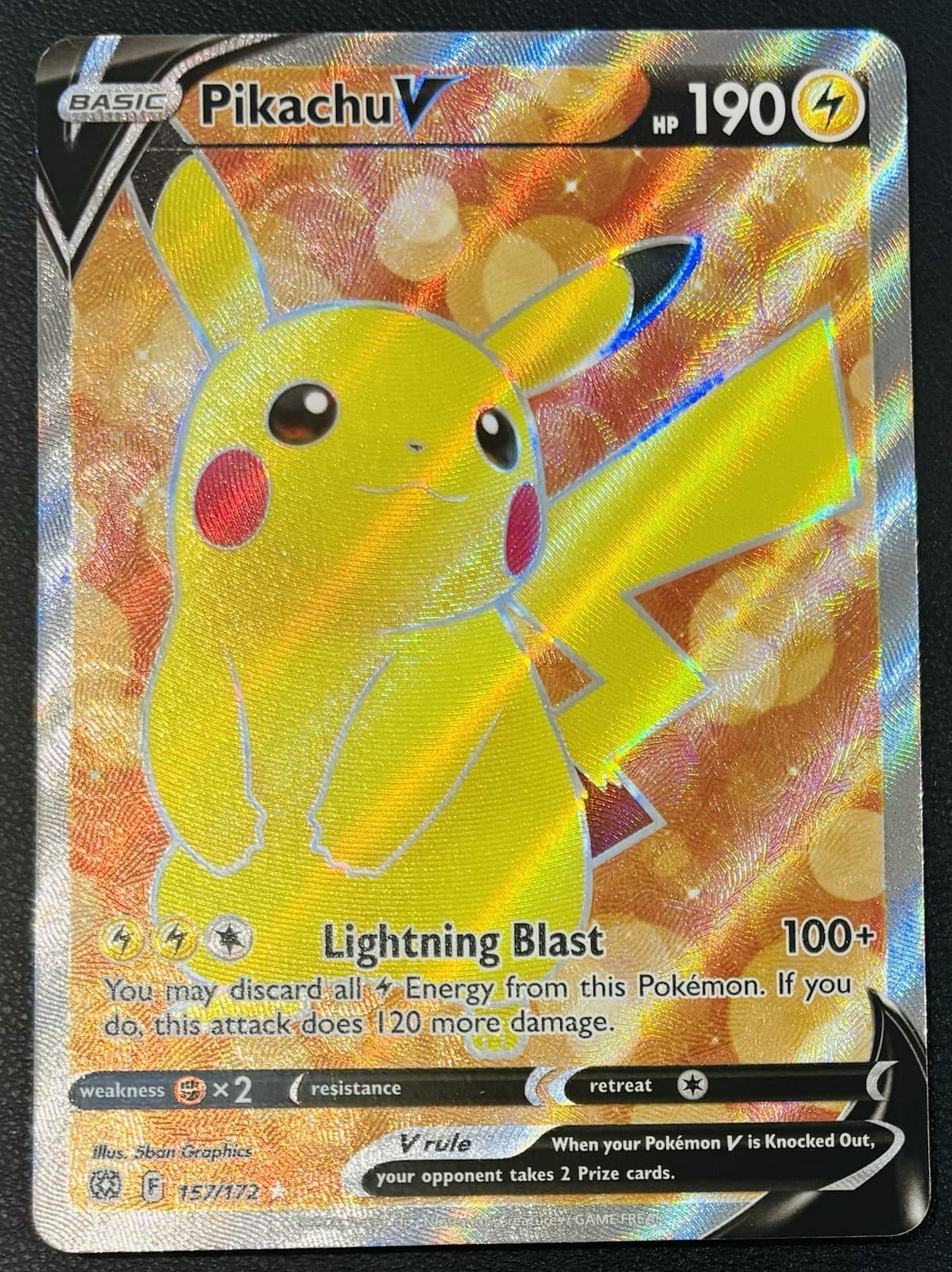 Pikachu V  157/172 Full Art Holo 190 HP Graphics Pokémon TCG