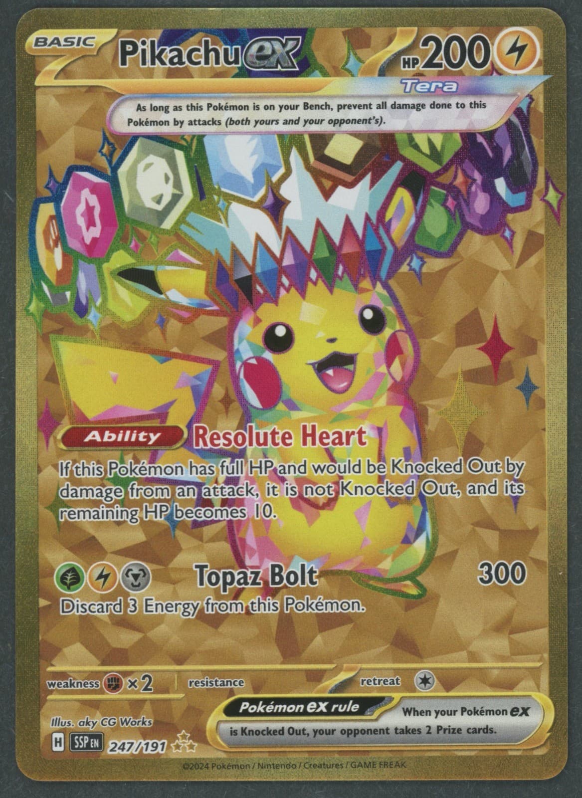 Pikachu ex - Pokemon SV08: Surging Sparks #247/191 Hyper Rare Holo NM