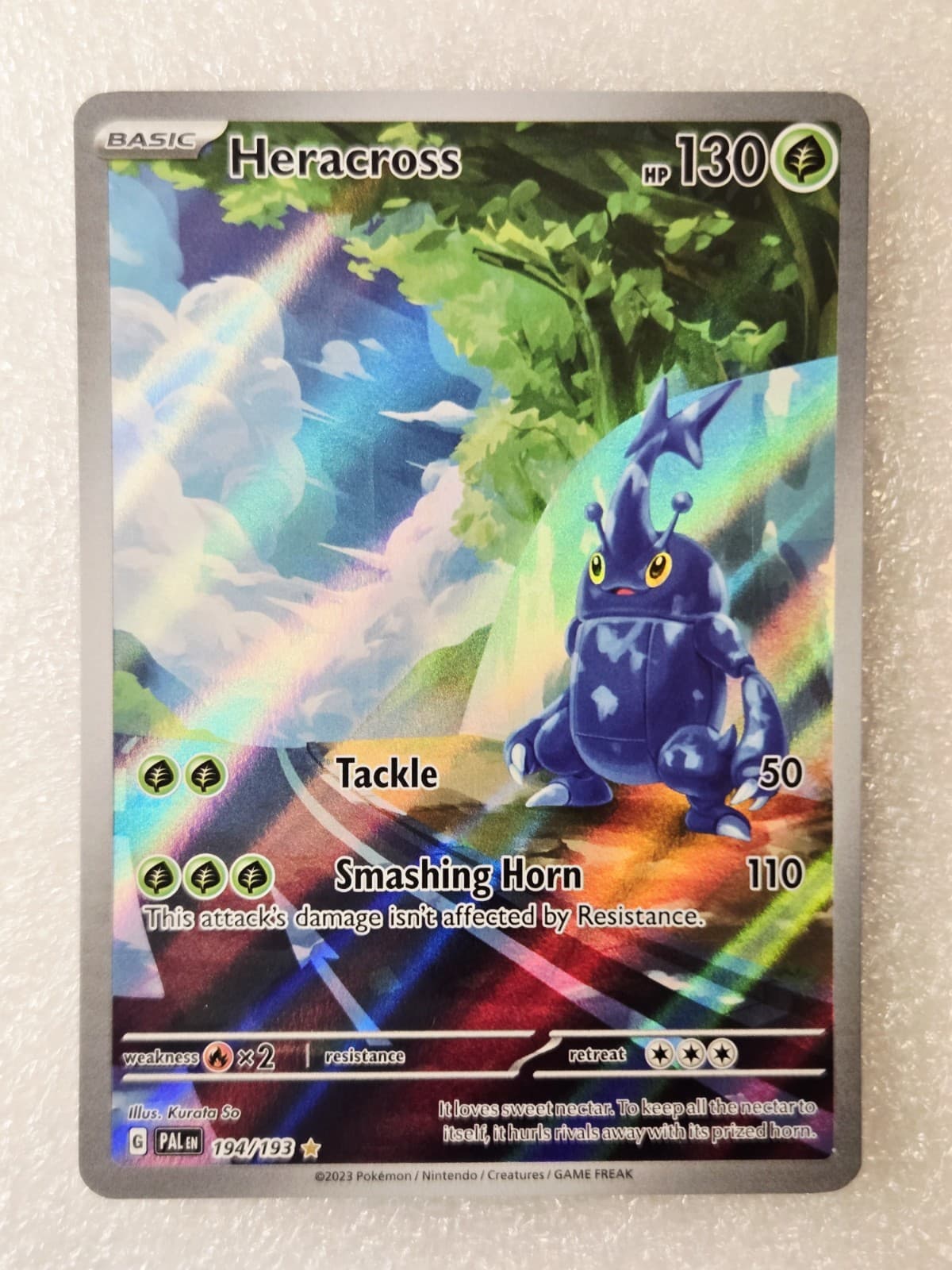 Pokemon Company Heracross 194/193 Paldea Evolved Illustration Rare Holo EN