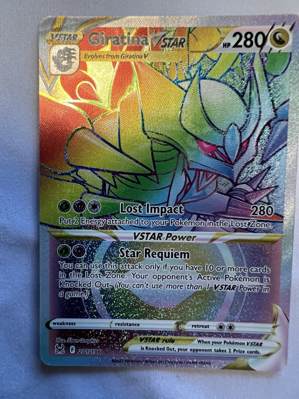 Giratina VSTAR 201/196 Rainbow Rare Lost Origin Holo Pokemon  Near Mint