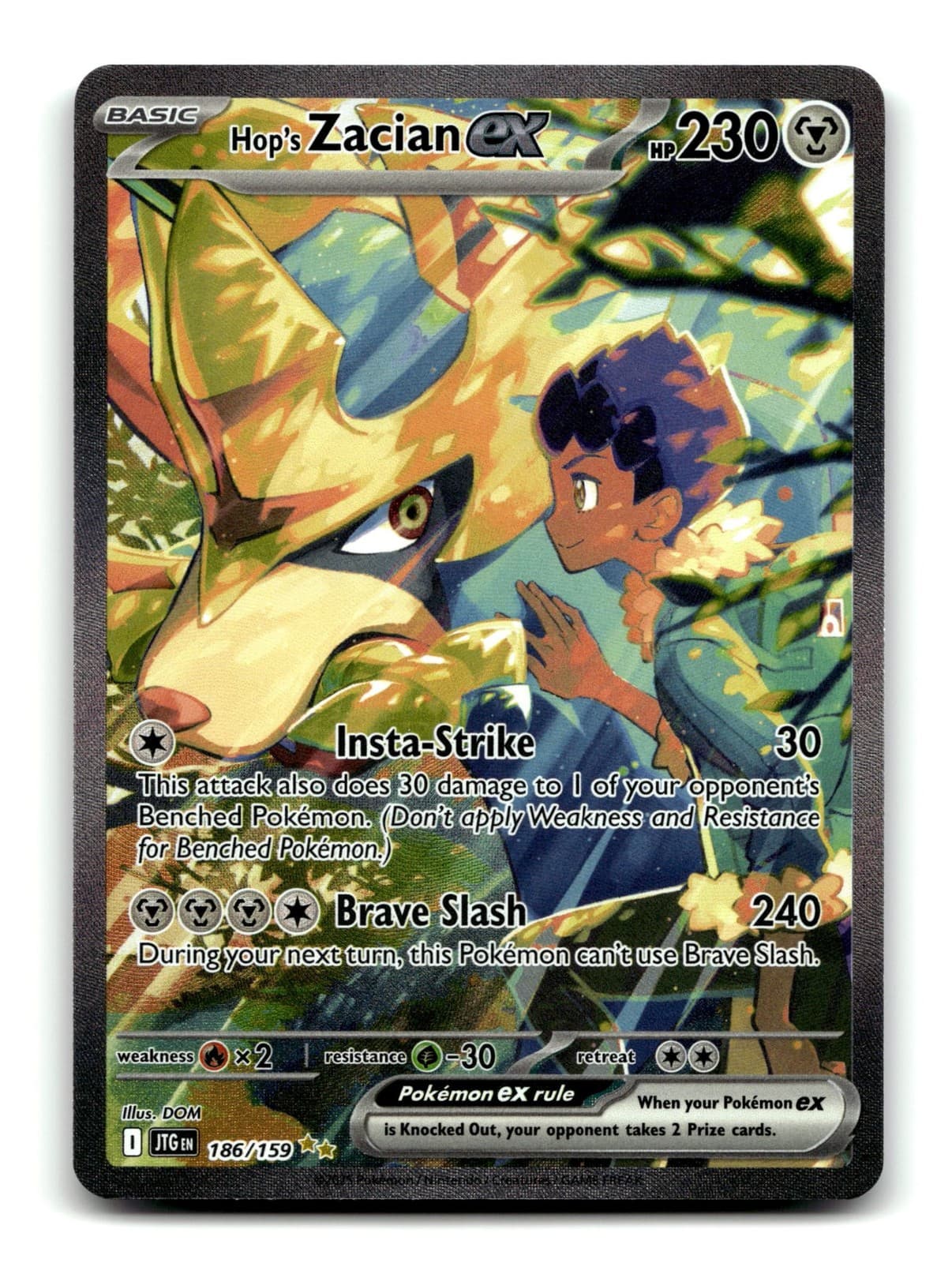 Pokemon Hop's Zacian ex 186/159 JTG Holofoil NM