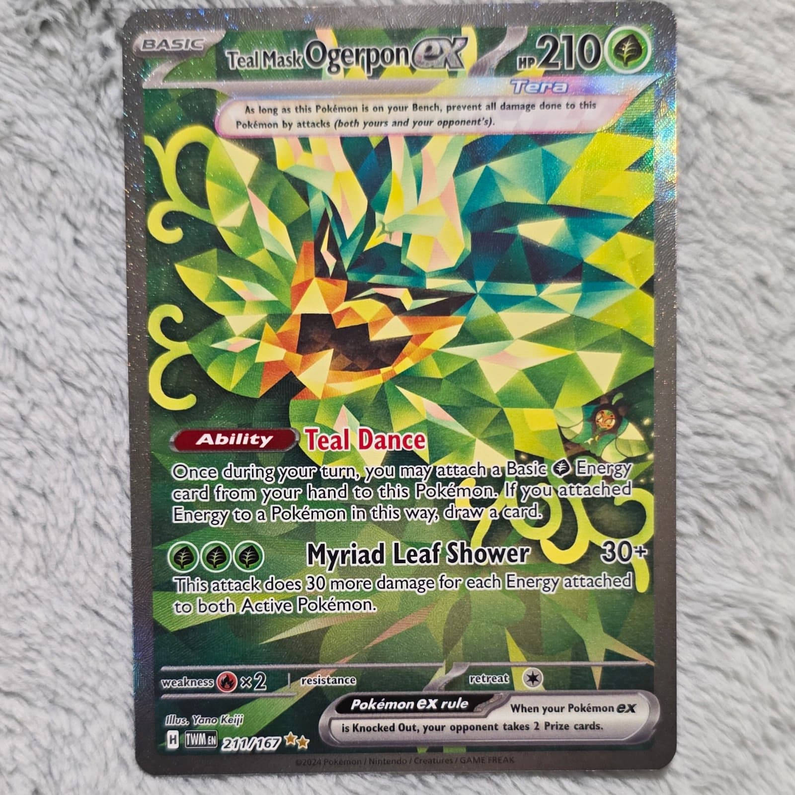 Pokemon Teal Mask Ogerpon ex 211/167 Rare Full Art Holo EN 2024 210 HP