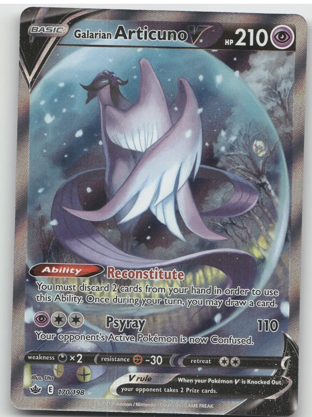 2021 Chilling Reign Galarian Articuno V Holo Rare #170/198