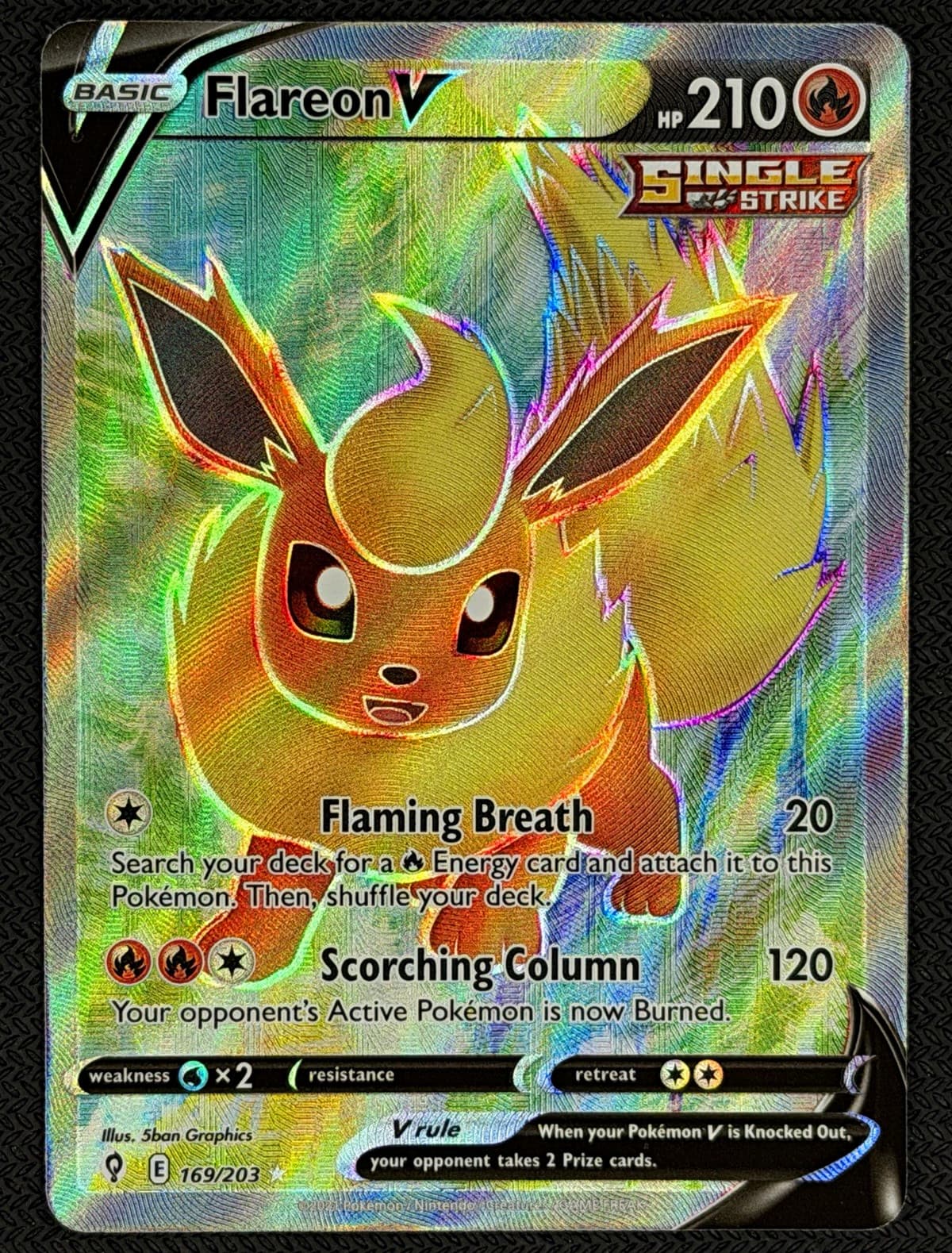 Pokemon Flareon V 169/203 - Evolving Skies - Ultra Rare