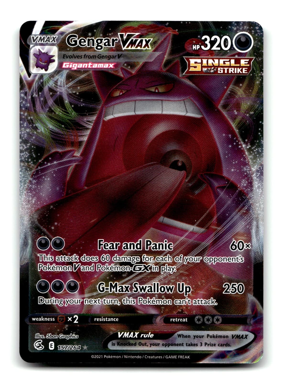 Pokemon Gengar VMAX 157/264 SWSH08: Fusion Strike Ultra Rare Lightly Played