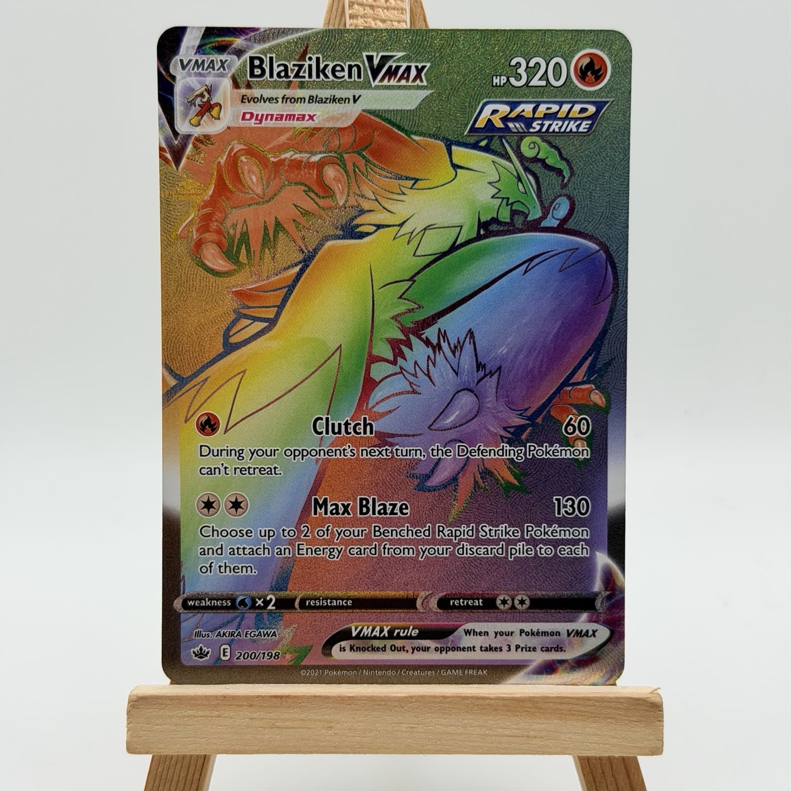 Pokémon TCG Blaziken VMAX Rainbow Rare Card Chilling Reign 200/198