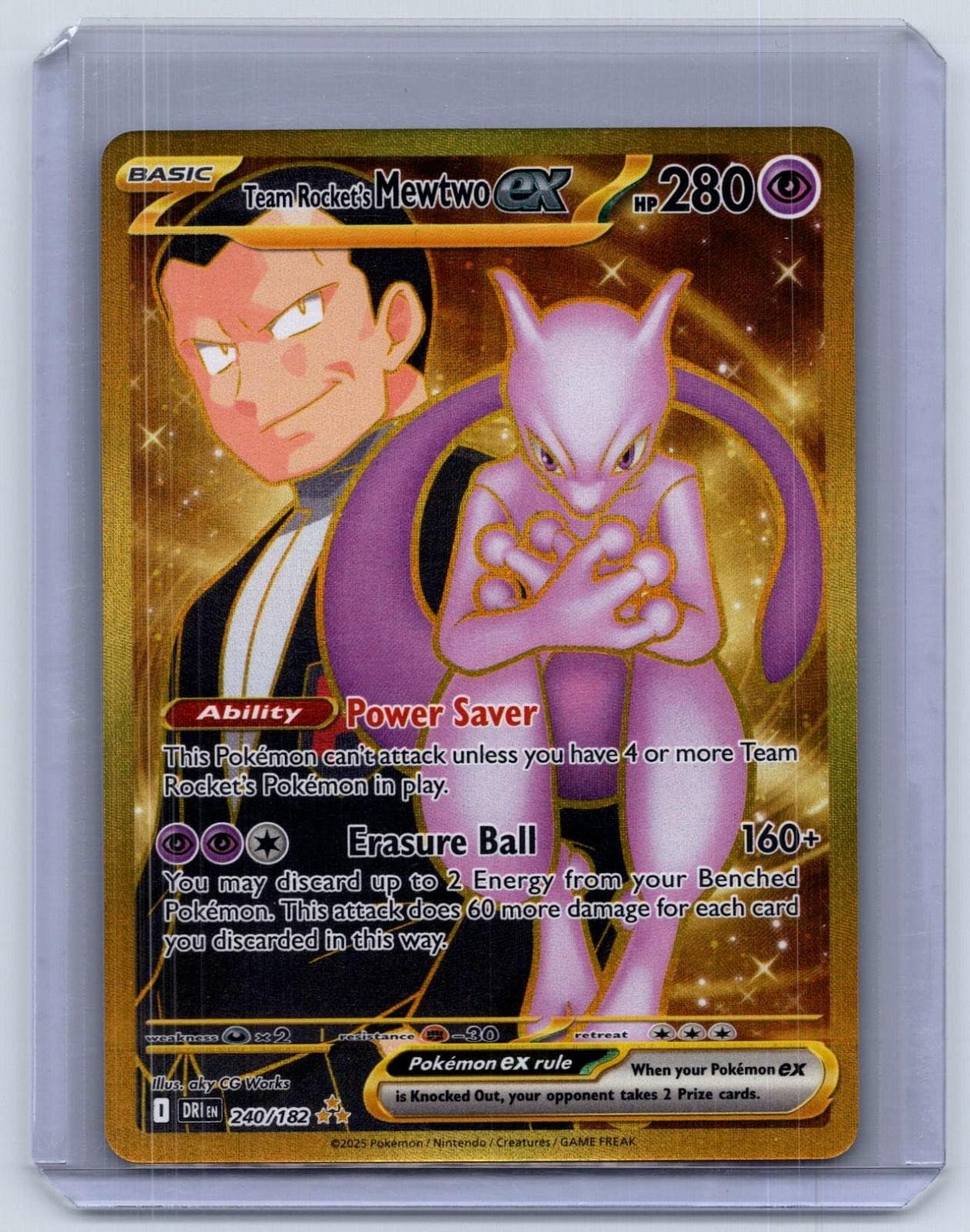 Team Rocket's Mewtwo ex 240/182 Holo Hyper Rare Destined Rivals NM Pokemon TCG