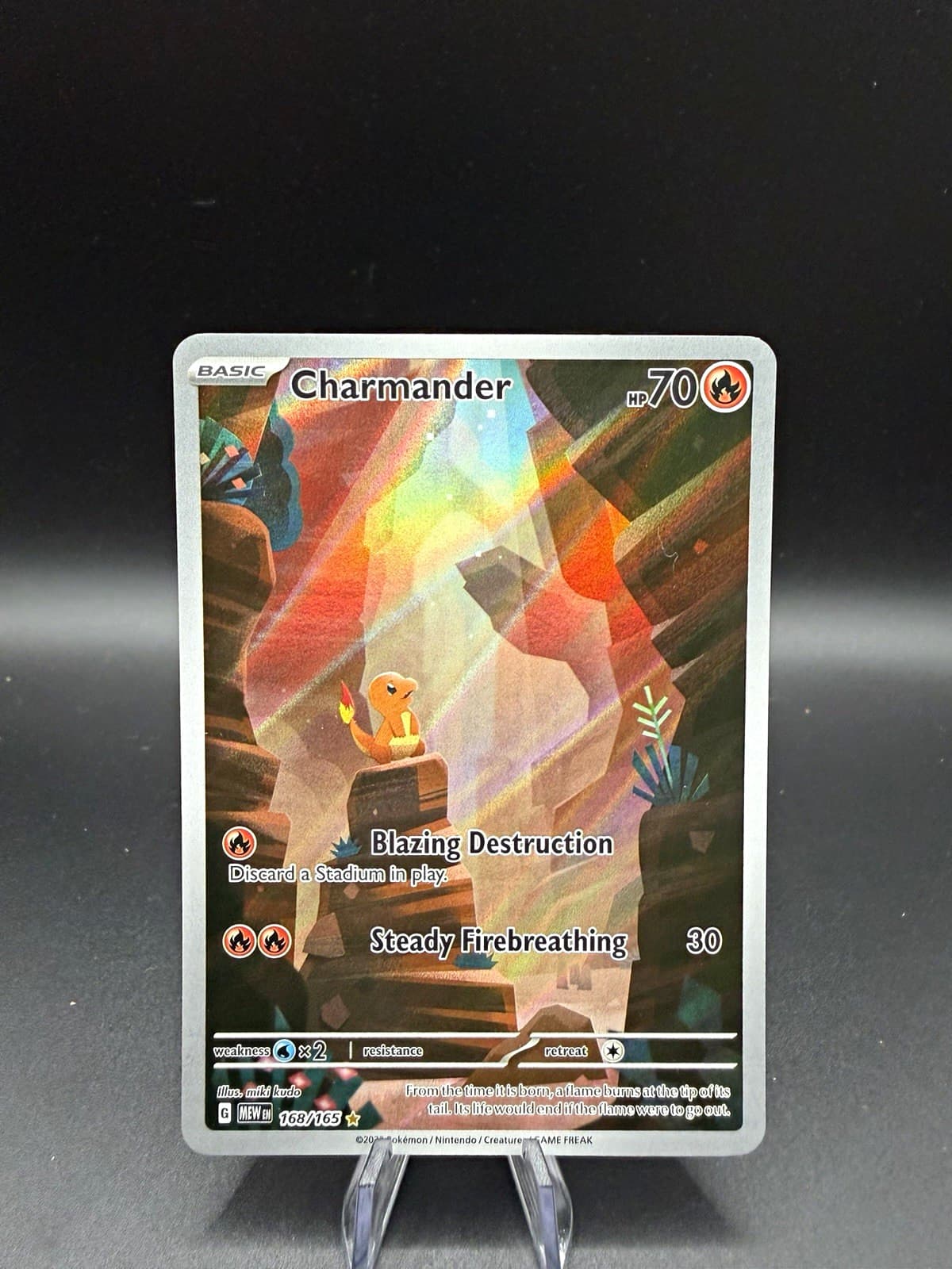 Pokemon Charmander 70 HP 168/165 Sv 151 Illustration Rare Full Art Holo Eng 2023